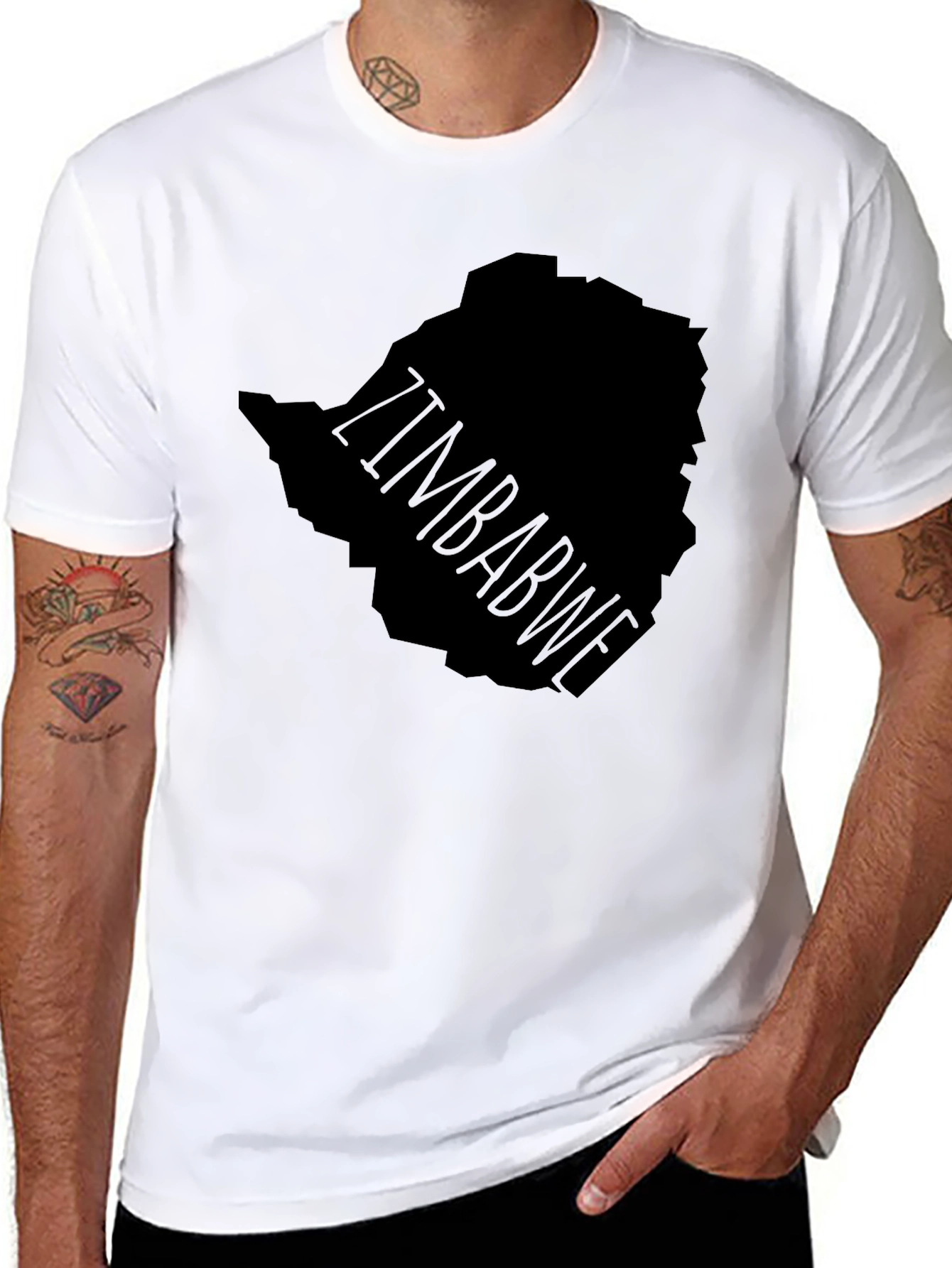 Zimbabwe Map Graphic Tee - Black Print