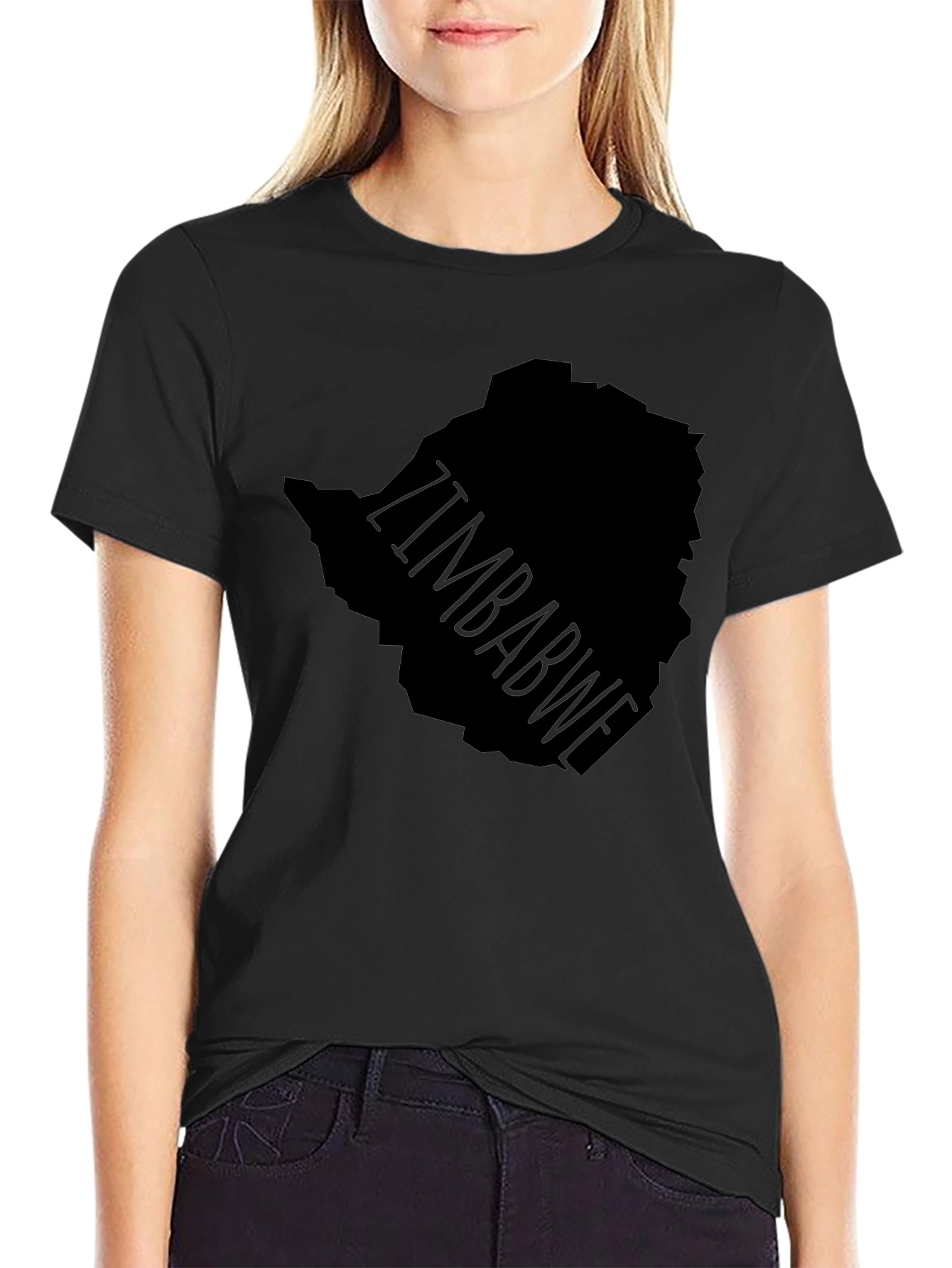 Zimbabwe Map Graphic Tee - Black Print