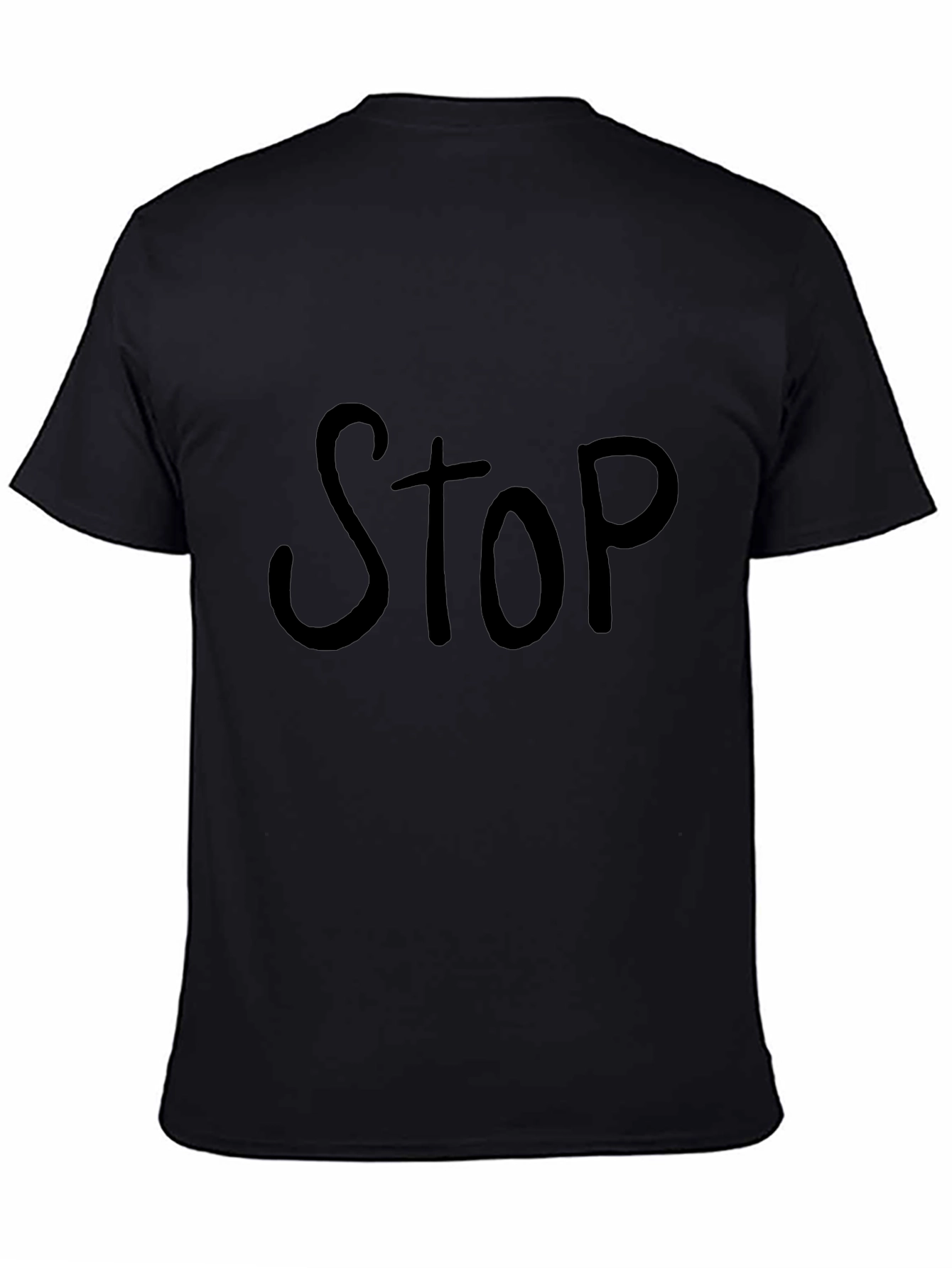Black T-Shirt with STOP Print