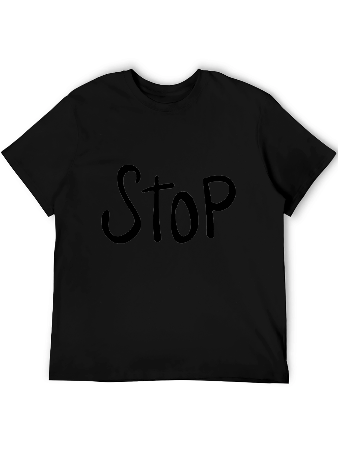 Black T-Shirt with STOP Print