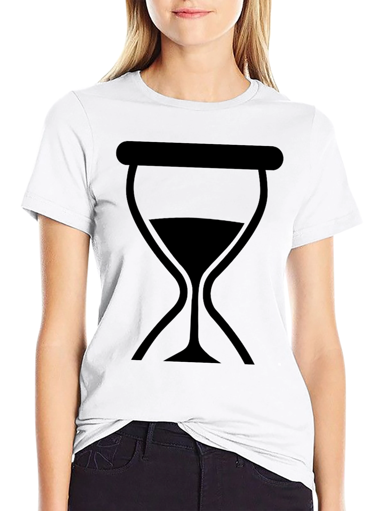 Mens Black T-Shirt with Hourglass Graphic