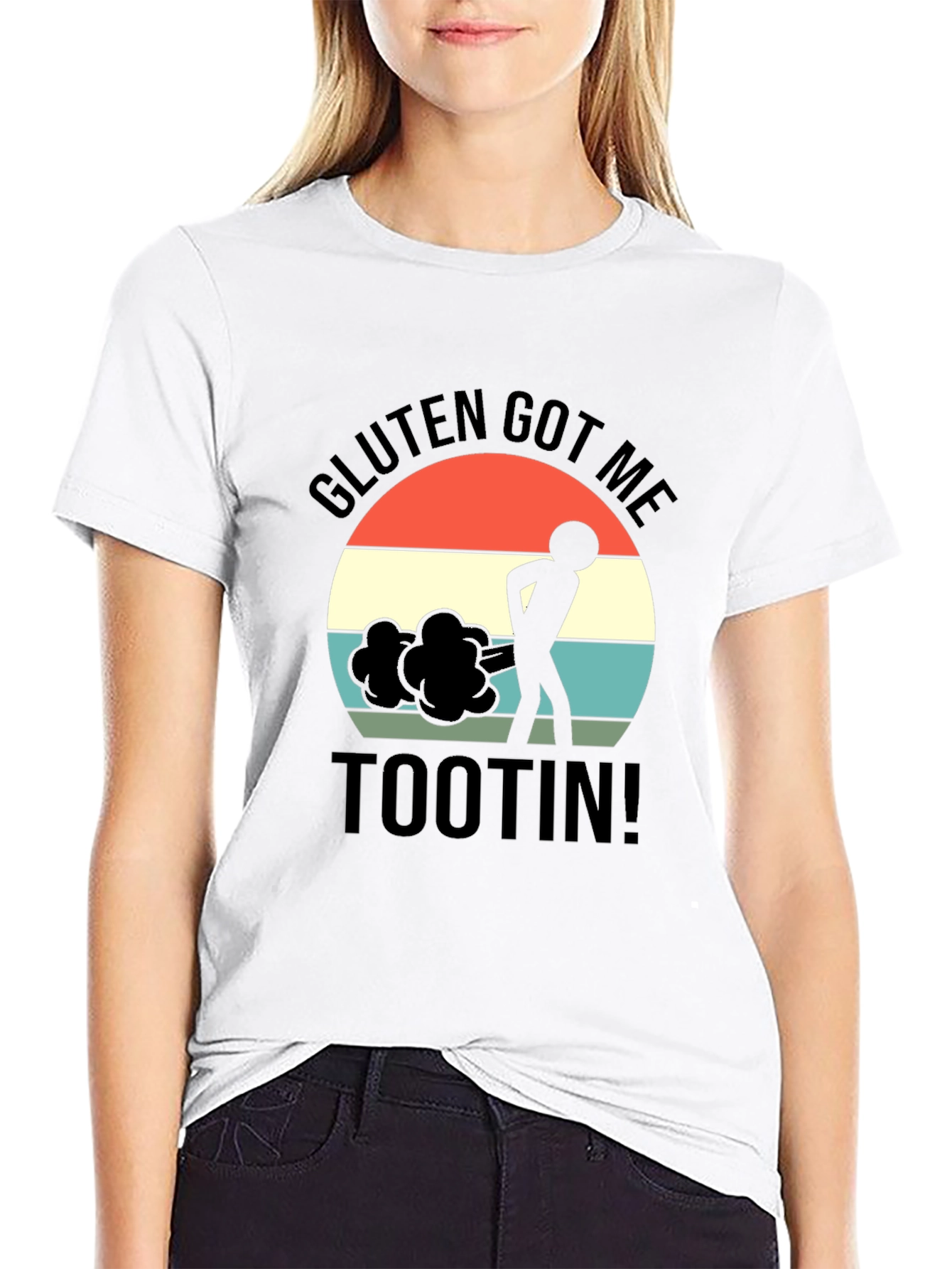 Gluten Got Me Tootin Black Graphic T-Shirt