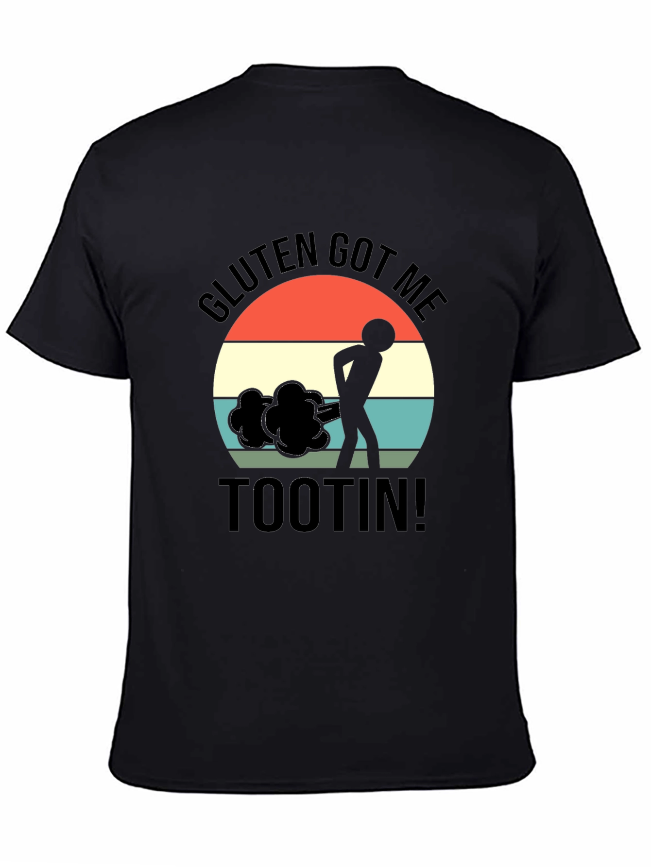 Gluten Got Me Tootin Black Graphic T-Shirt