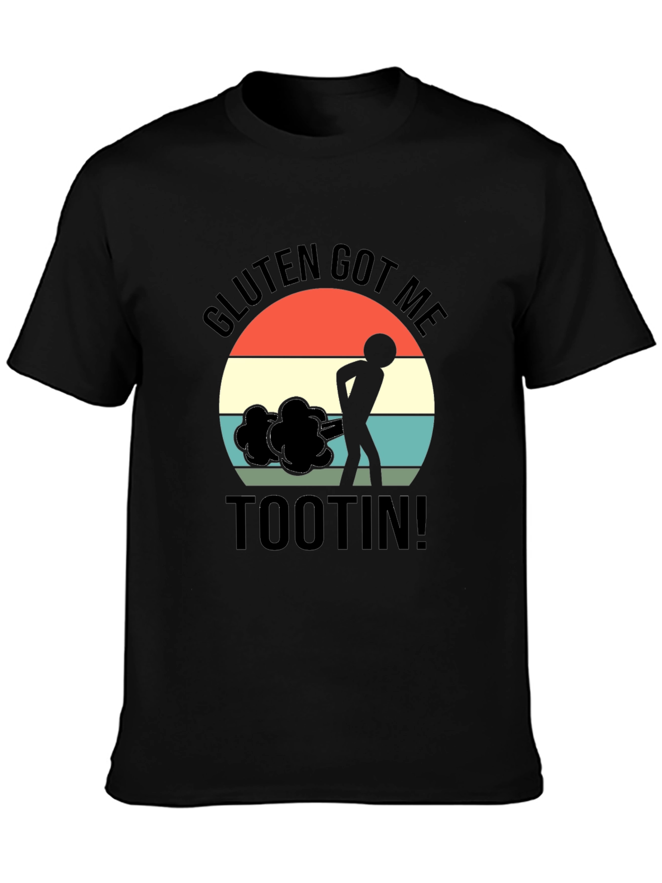 Gluten Got Me Tootin Black Graphic T-Shirt