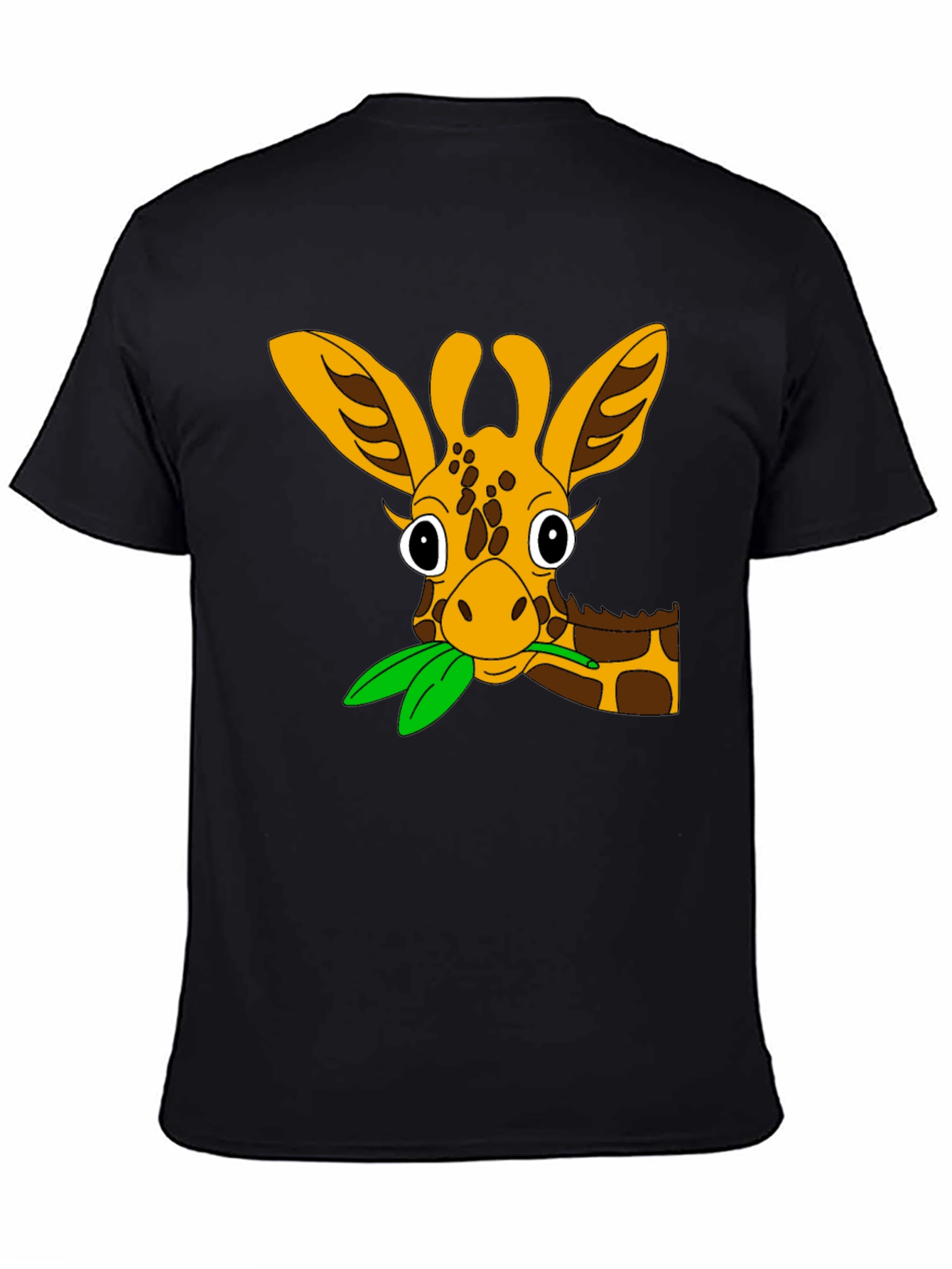 Cute Giraffe Cartoon Black T-Shirt