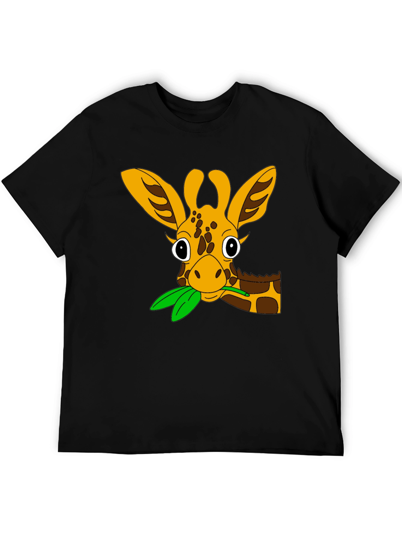 Cute Giraffe Cartoon Black T-Shirt