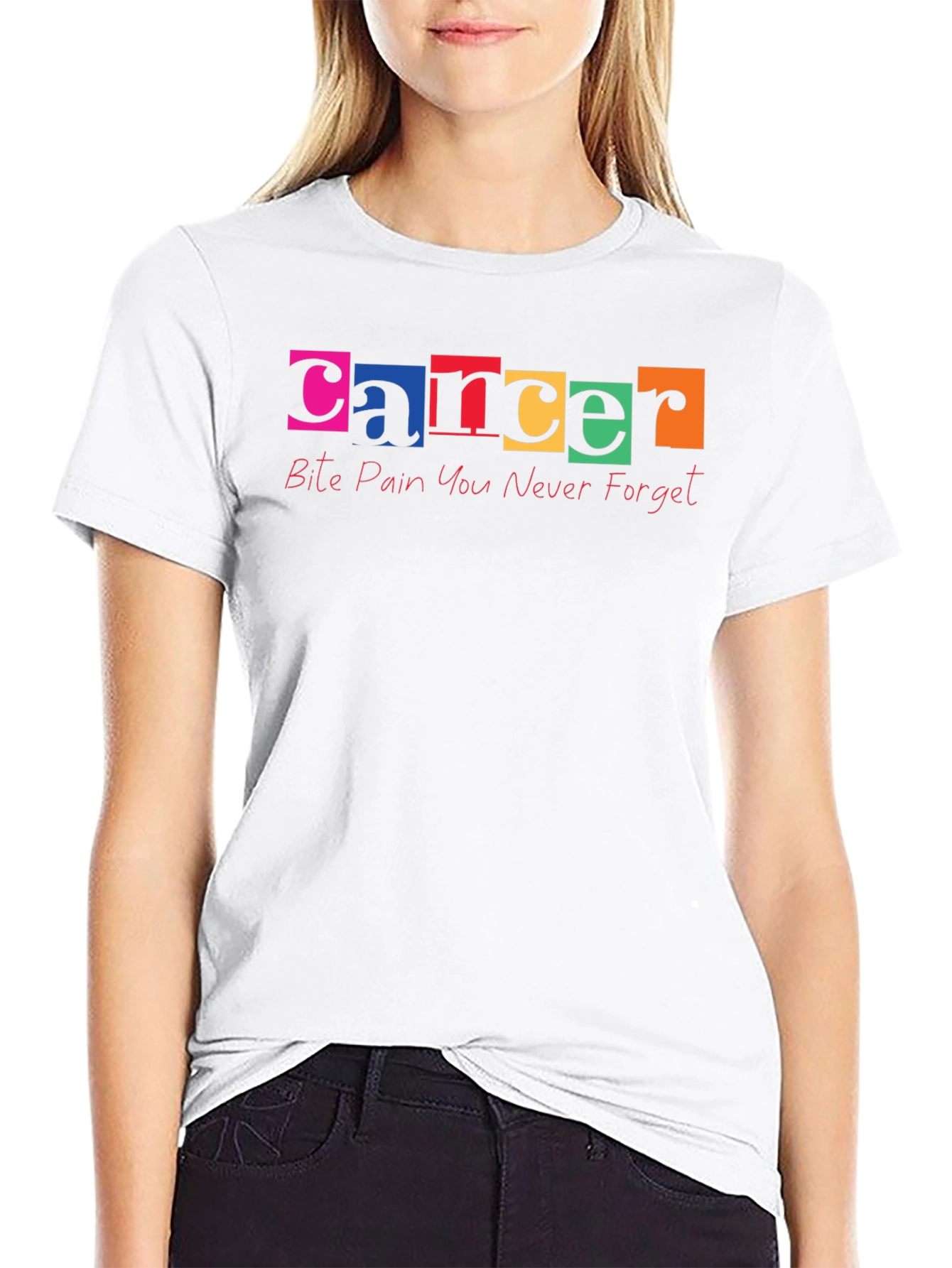 Cancer Awareness Bite Pain Black T-Shirt