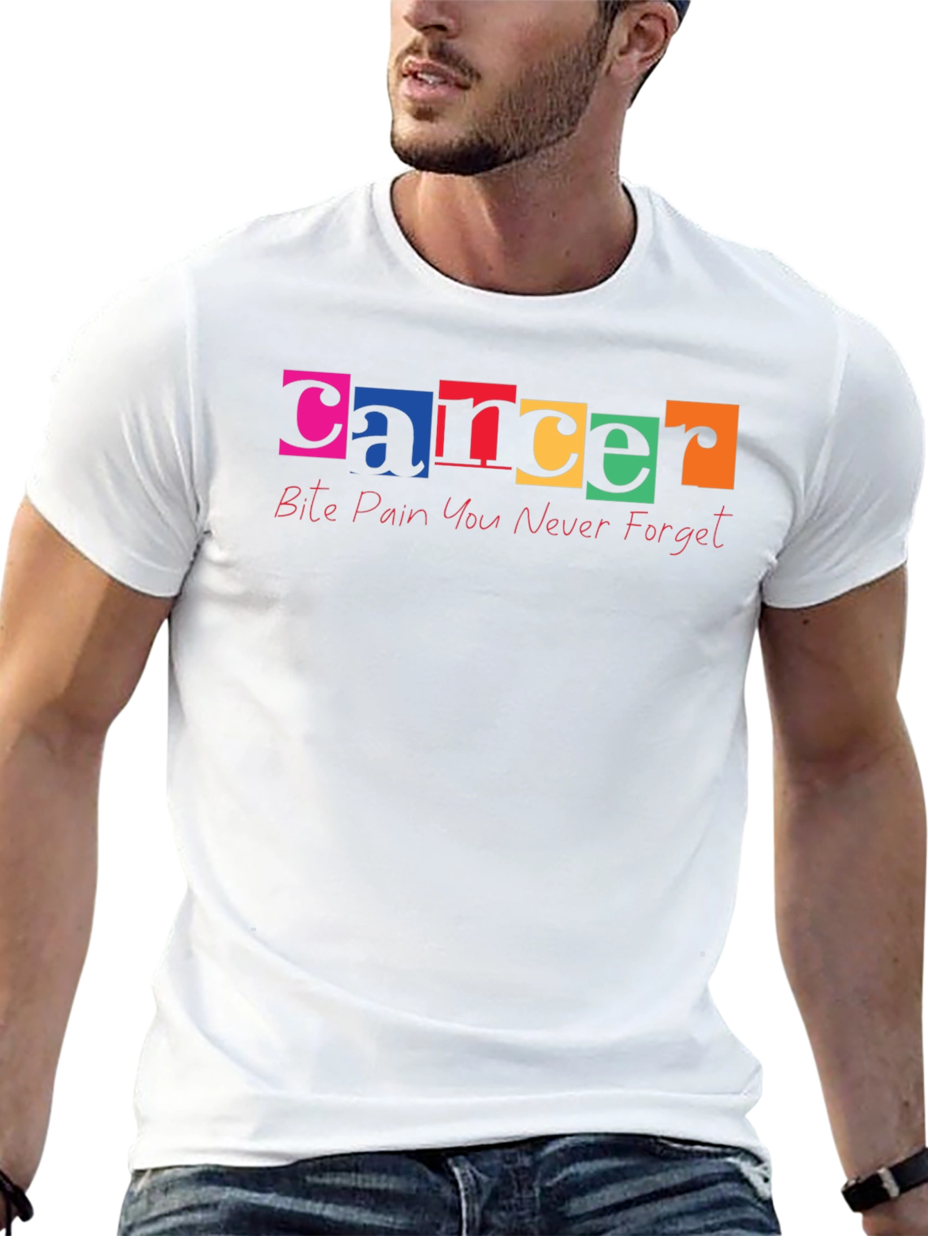 Cancer Awareness Bite Pain Black T-Shirt