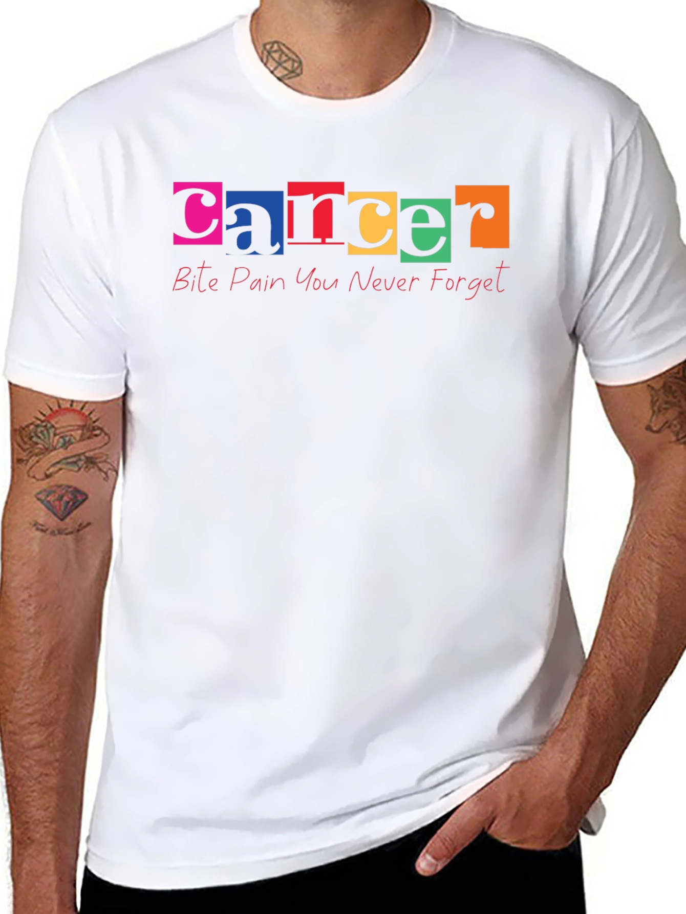 Cancer Awareness Bite Pain Black T-Shirt