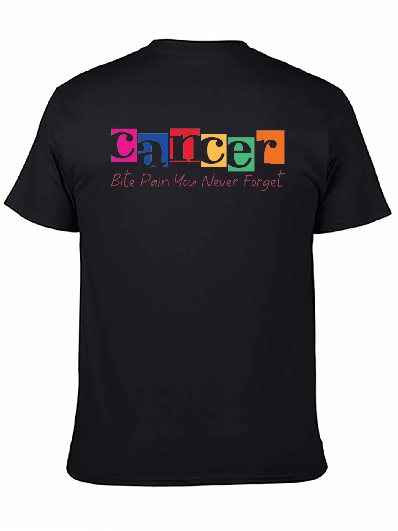 Cancer Awareness Bite Pain Black T-Shirt