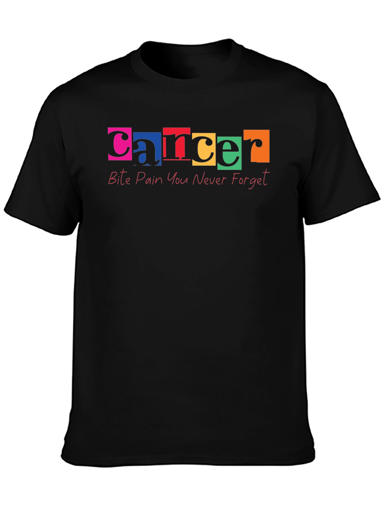 Cancer Awareness Bite Pain Black T-Shirt