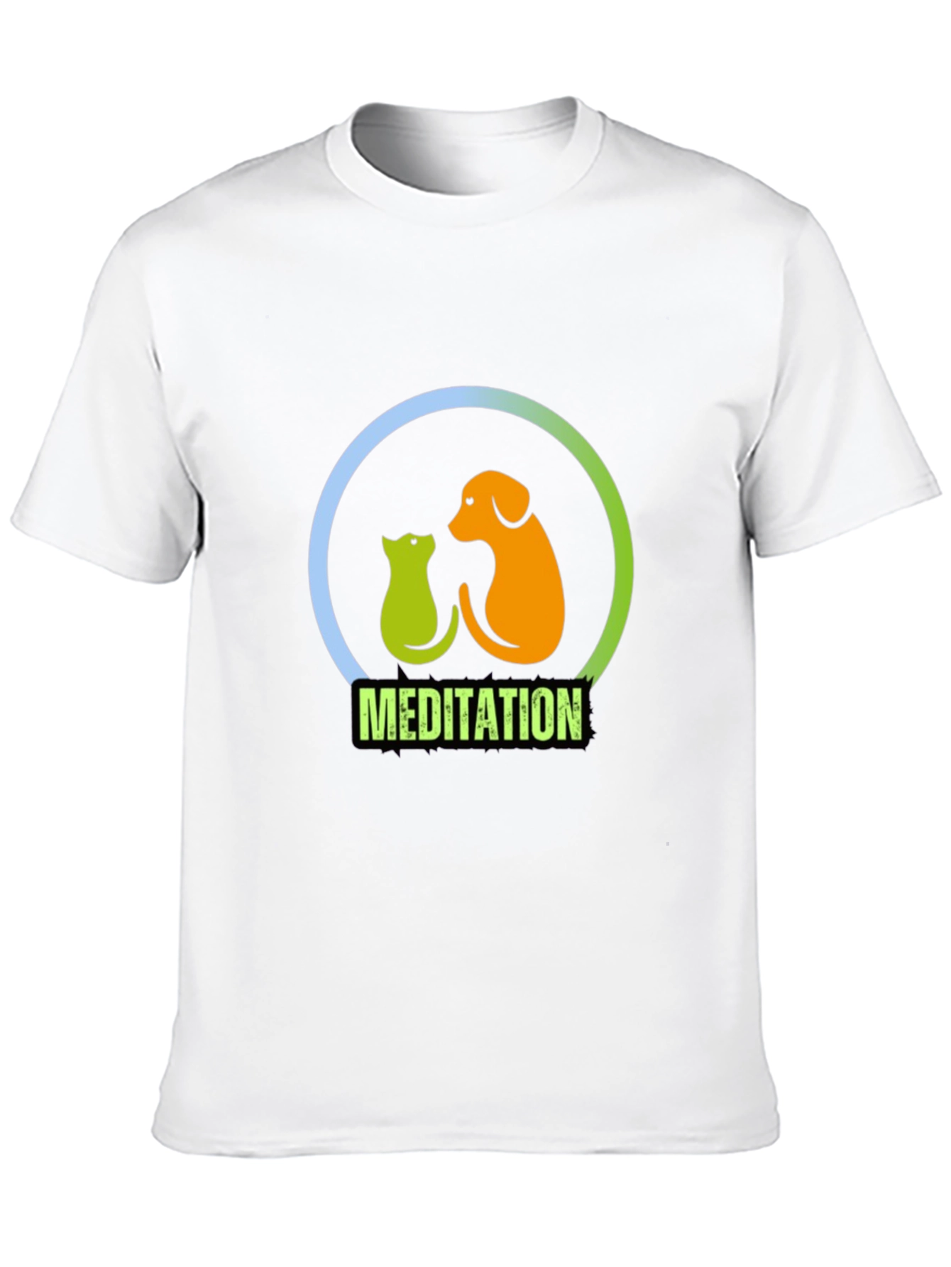 Meditation Dog & Cat Graphic T-Shirt