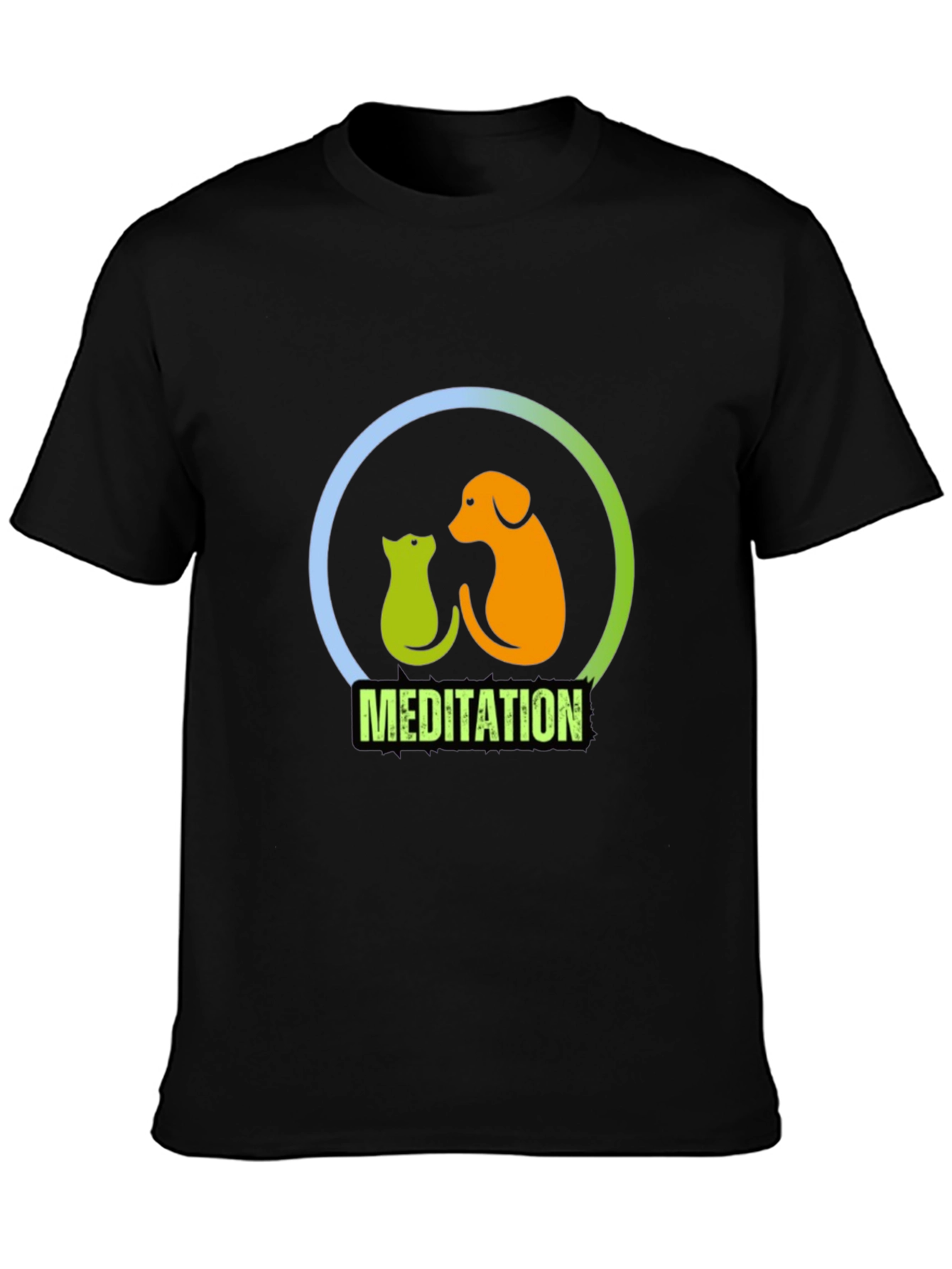 Meditation Dog & Cat Graphic T-Shirt