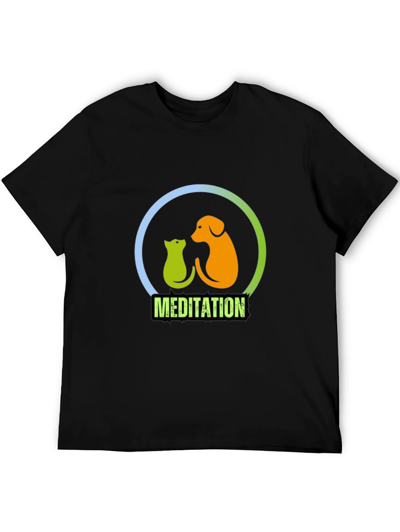 Meditation Dog & Cat Graphic T-Shirt