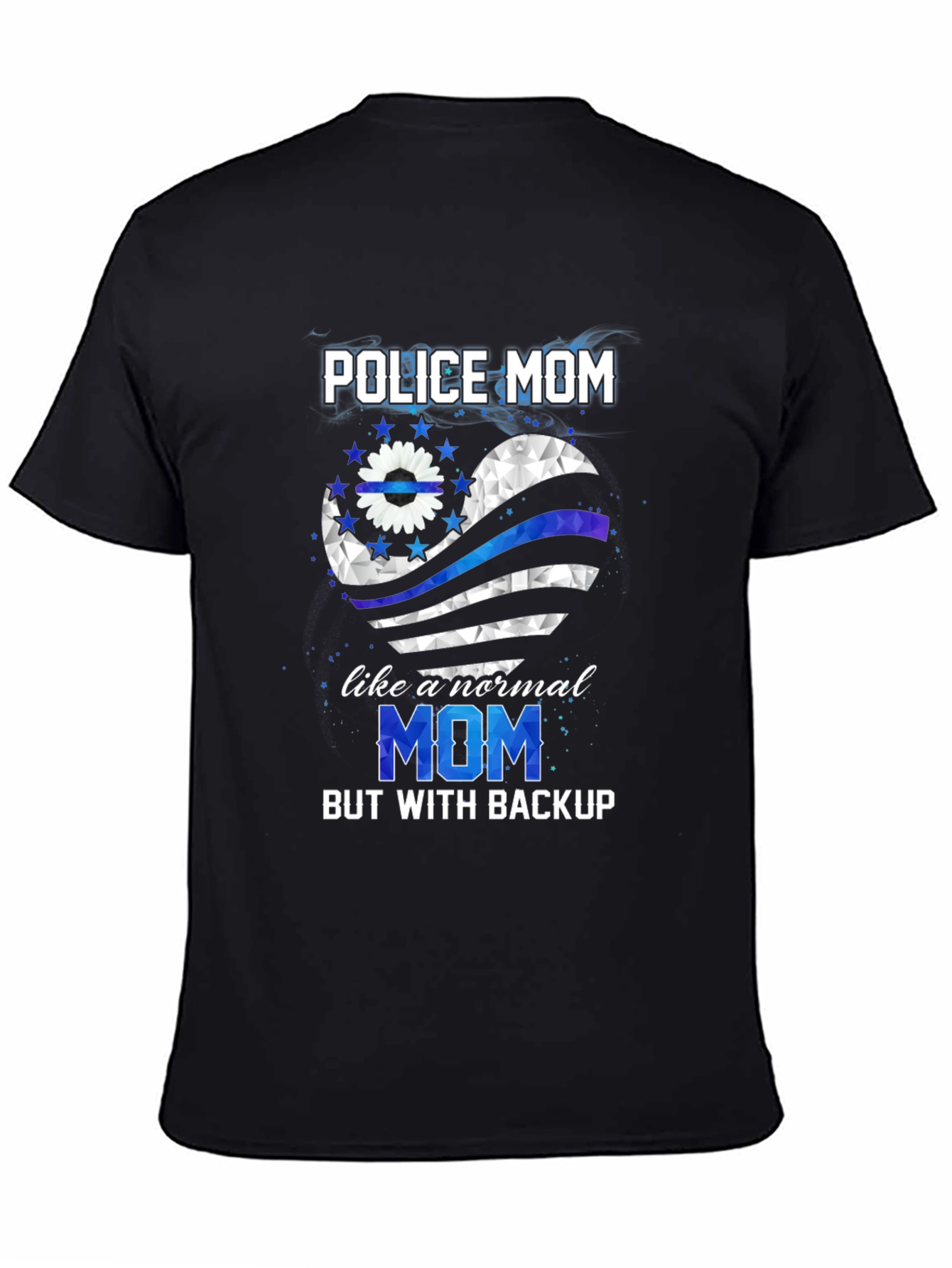 Police Mom T-Shirt - Thin Blue Line Heart