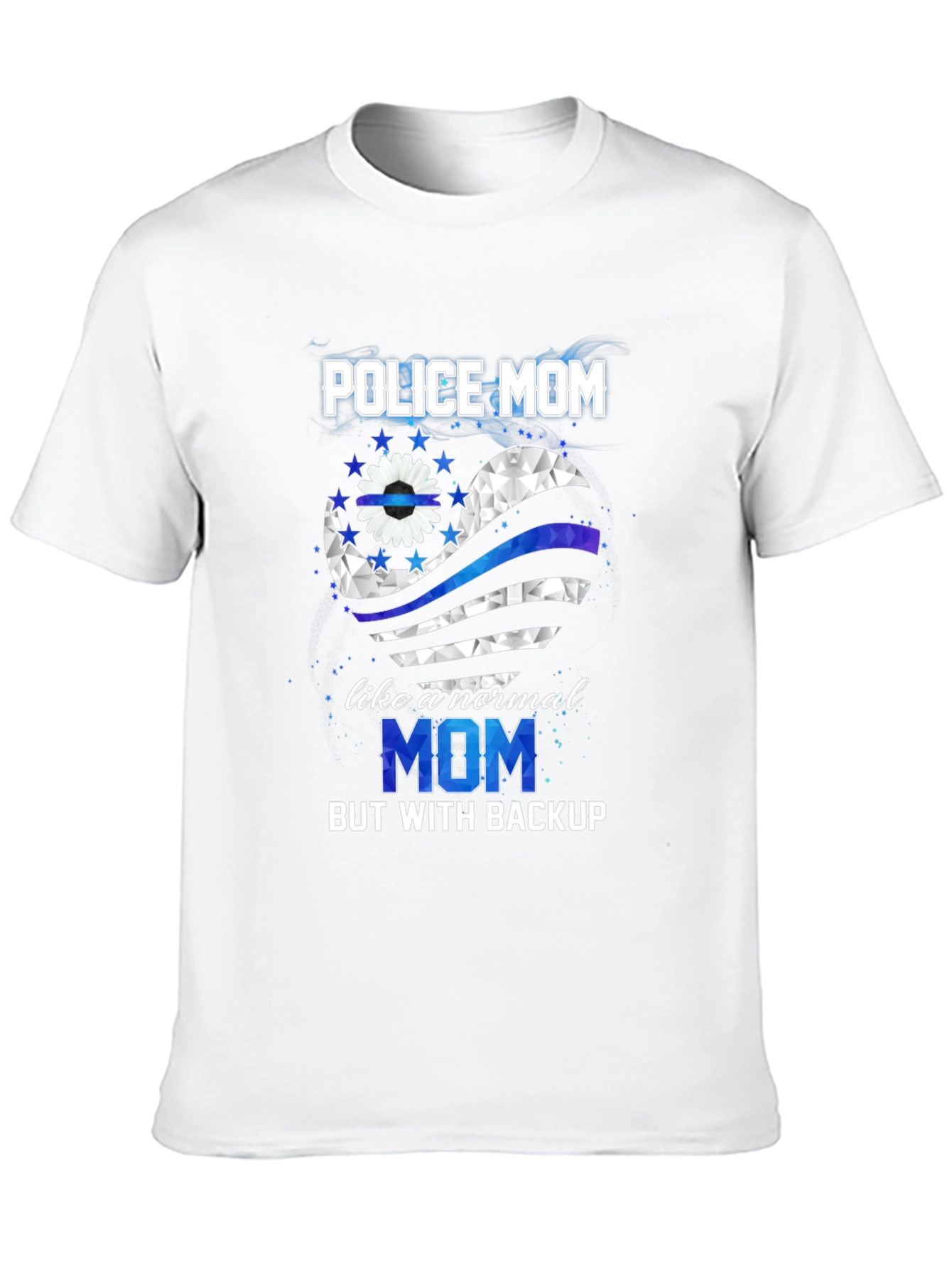Police Mom T-Shirt - Thin Blue Line Heart