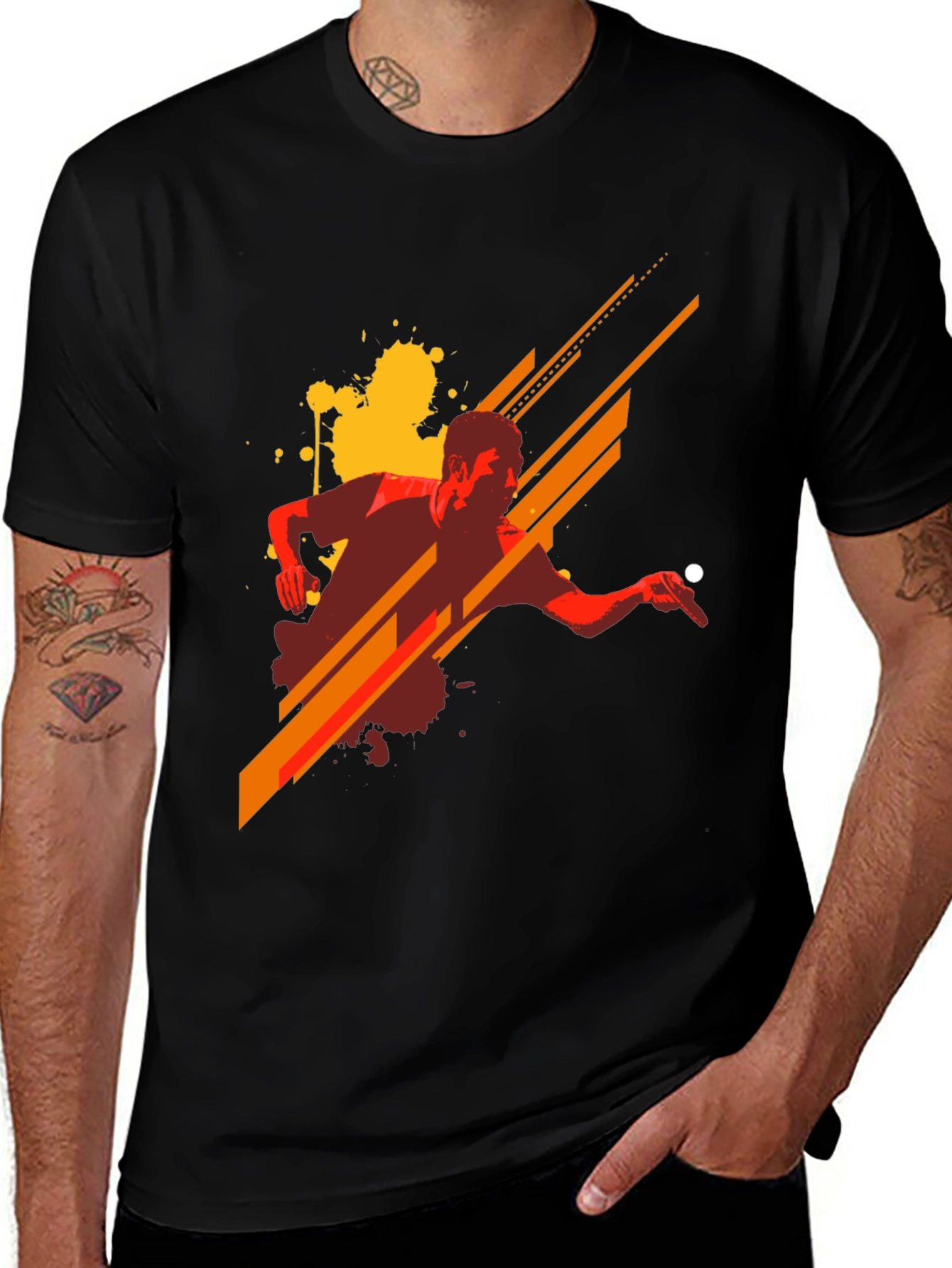 Stylish Graphic Tee - Table Tennis Design