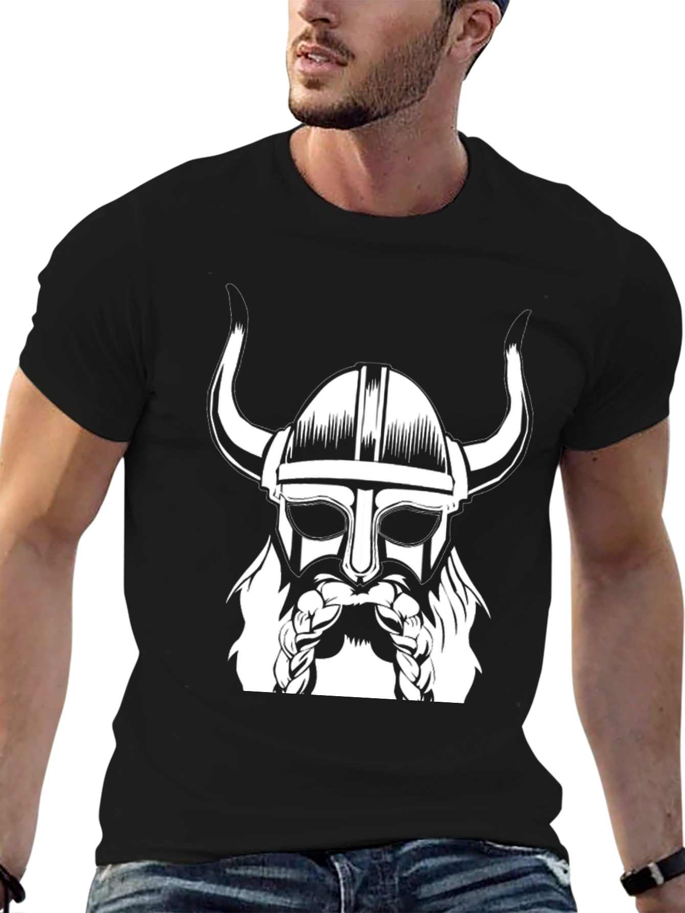 Viking Warrior Graphic Tee - Black