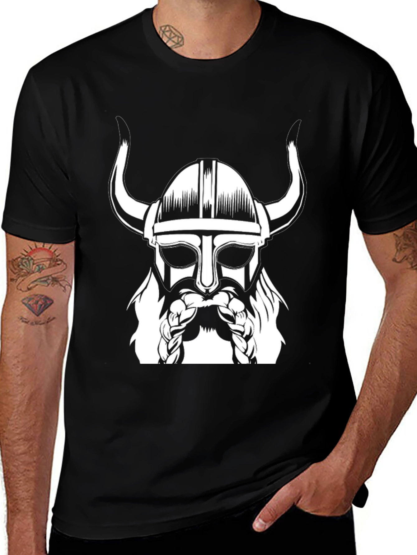 Viking Warrior Graphic Tee - Black