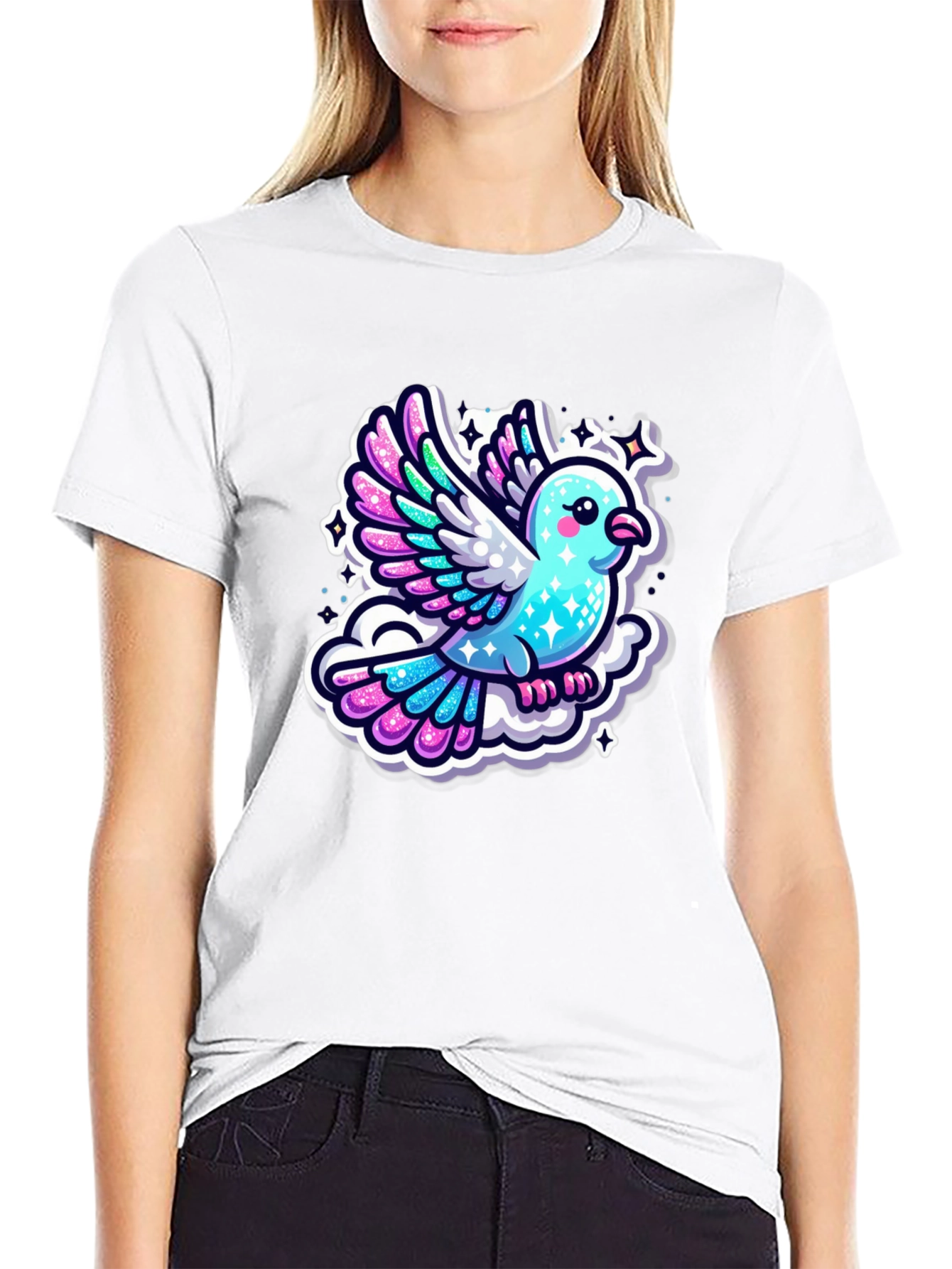 Cartoon Bird Graphic T-Shirt
