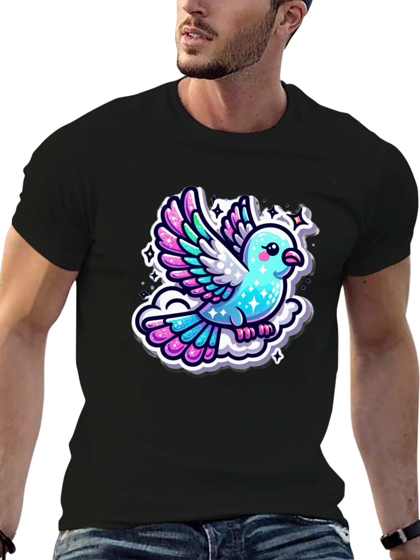 Cartoon Bird Graphic T-Shirt