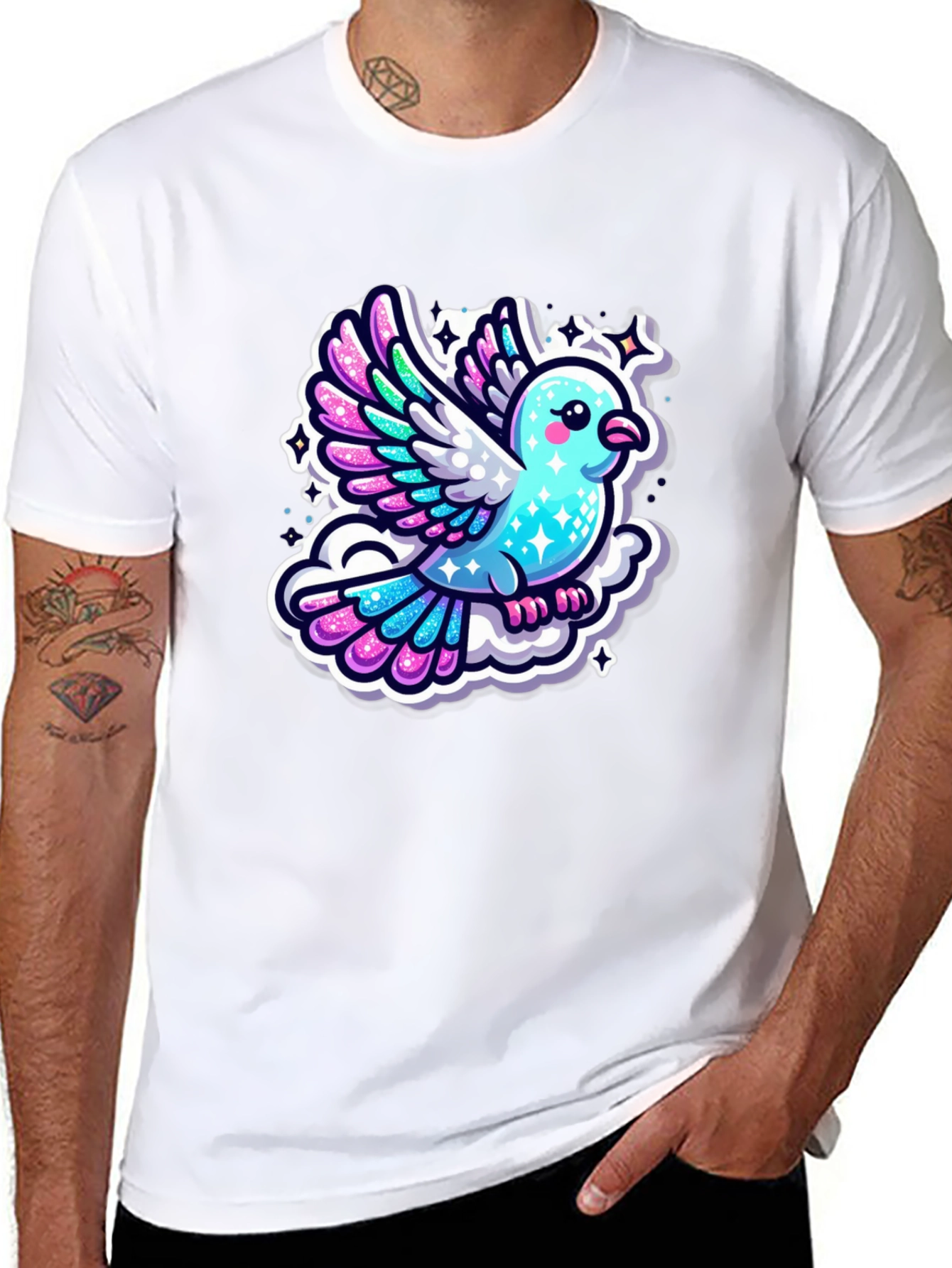 Cartoon Bird Graphic T-Shirt