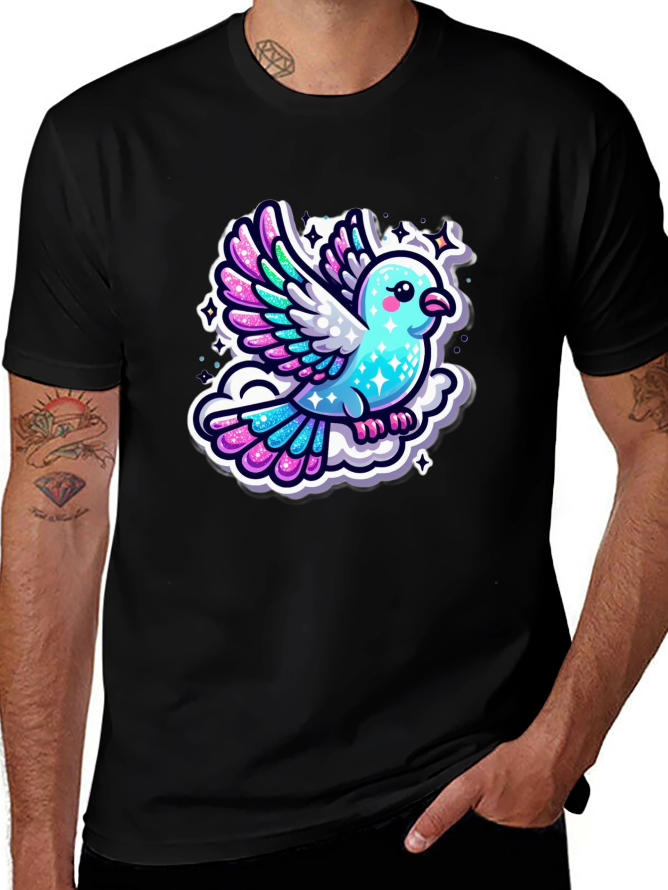 Cartoon Bird Graphic T-Shirt