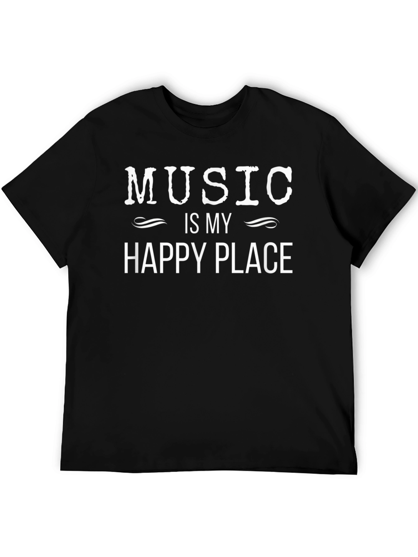 Music is My Happy Place Black Graphic Tee
