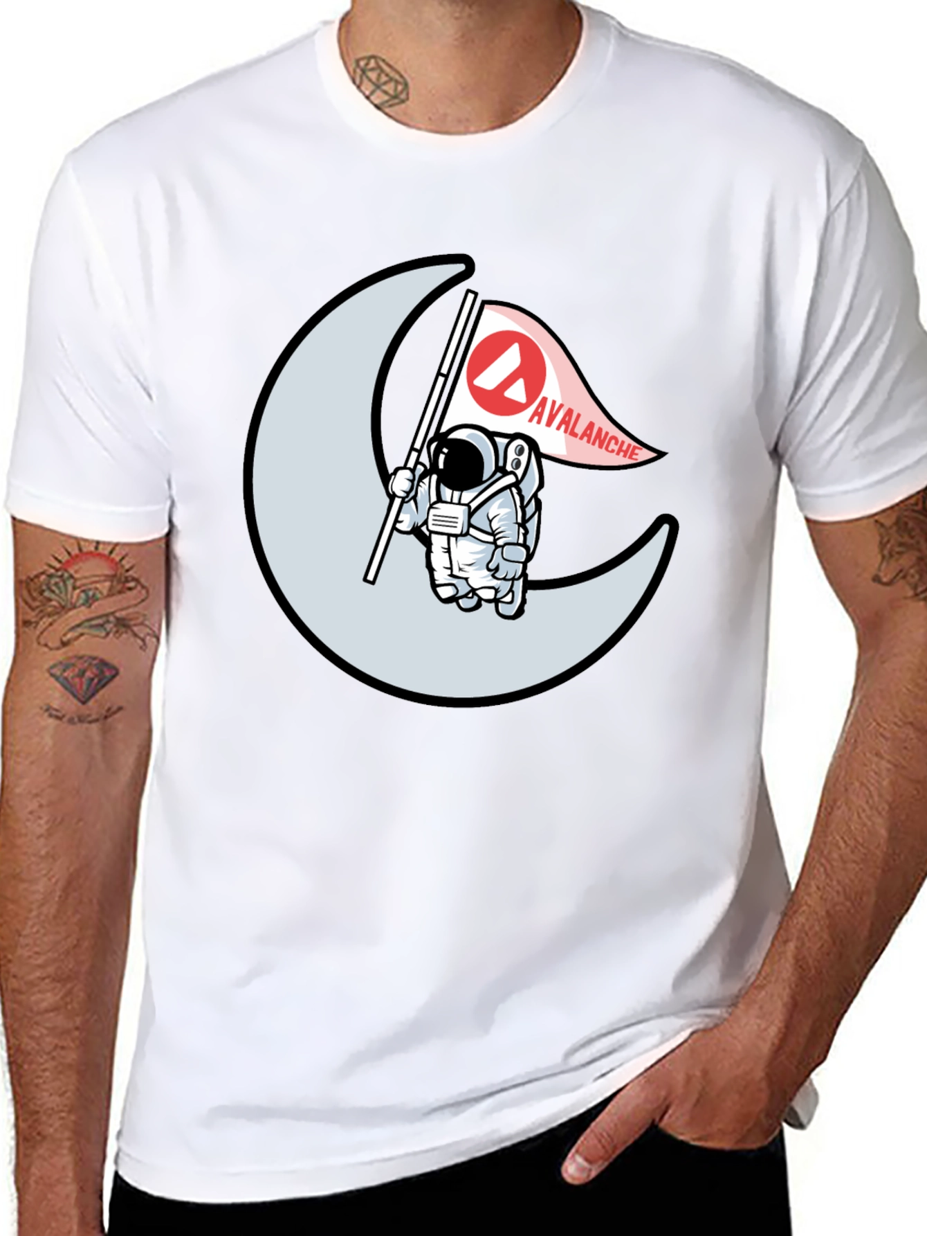 Avalanche Astronaut Moon Graphic Black T-Shirt