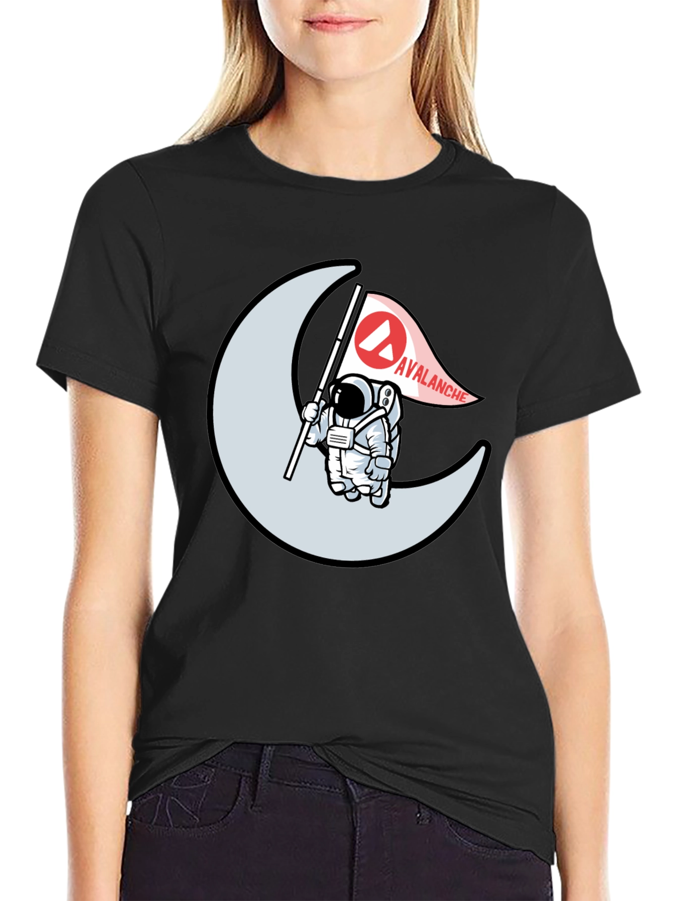 Avalanche Astronaut Moon Graphic Black T-Shirt