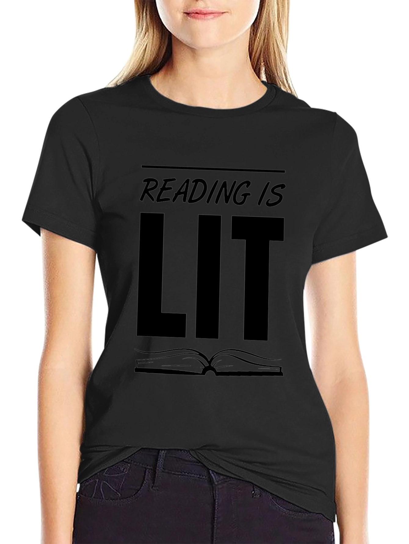 Reading is LIT Black Graphic T-Shirt