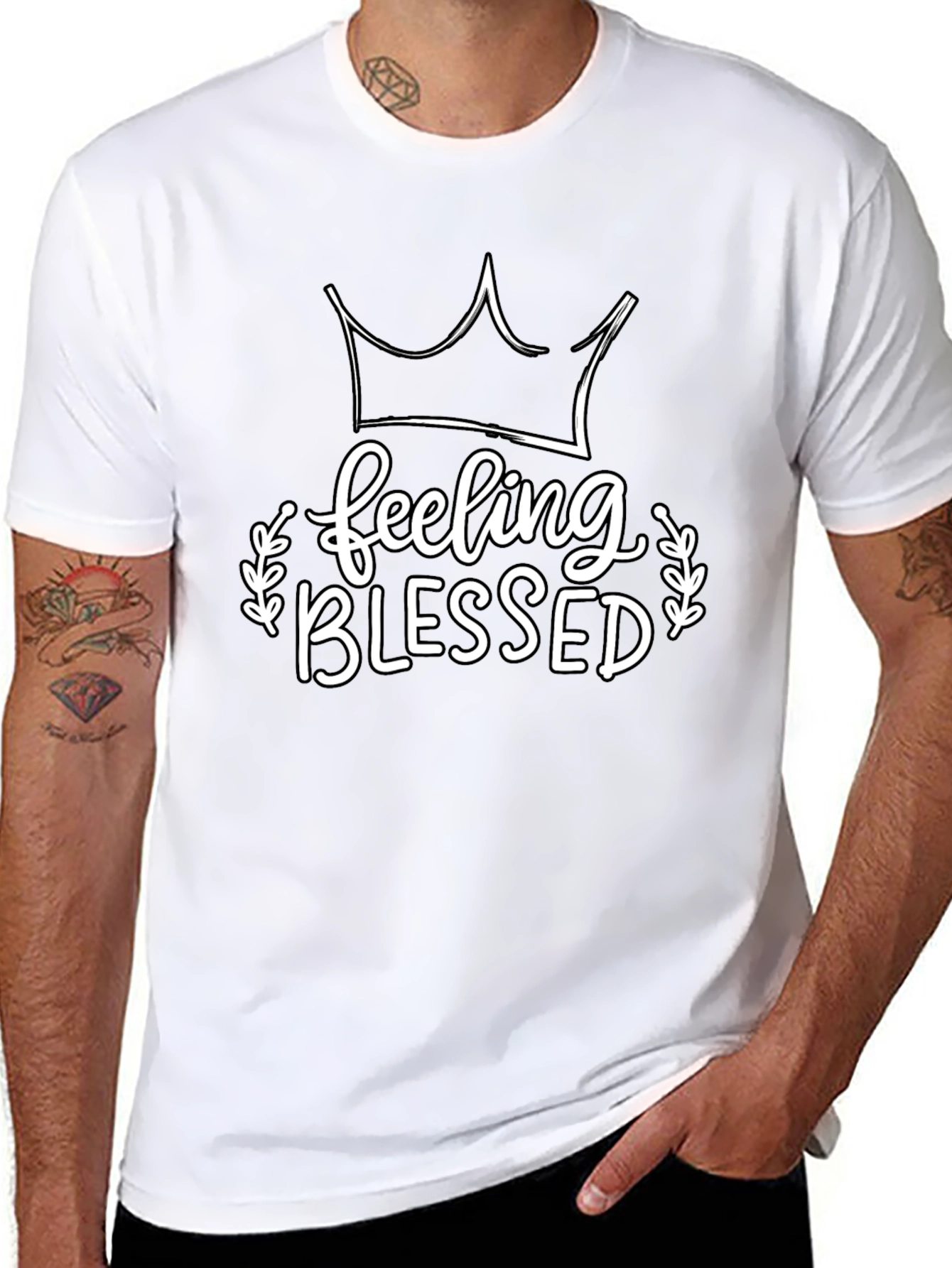 Feeling Blessed Graphic Tee - Black Casual T-Shirt