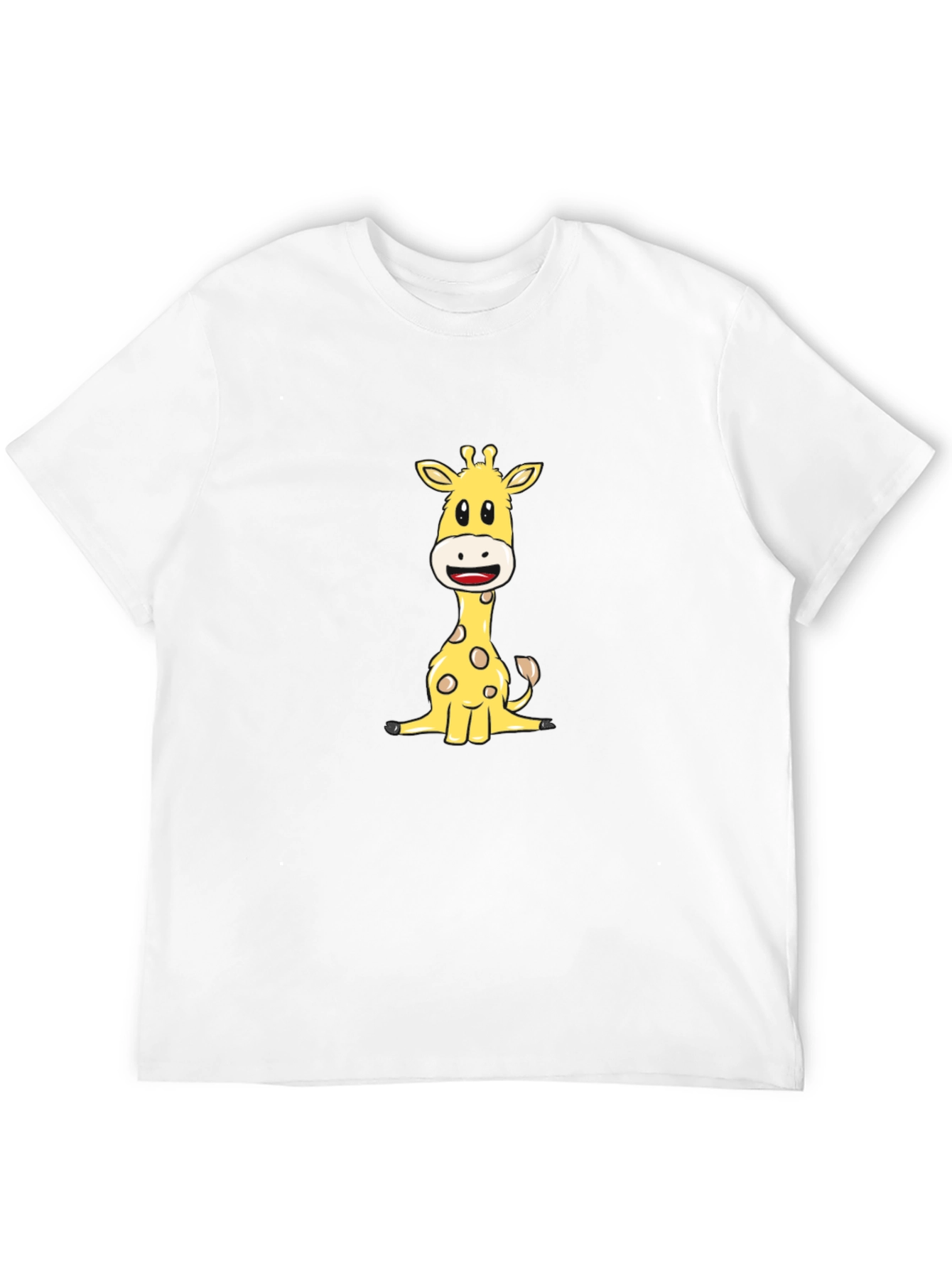 Cute Giraffe Graphic Tee - Black Cotton Blend
