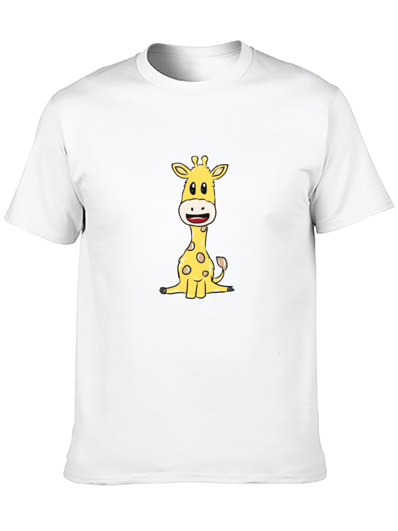 Cute Giraffe Graphic Tee - Black Cotton Blend