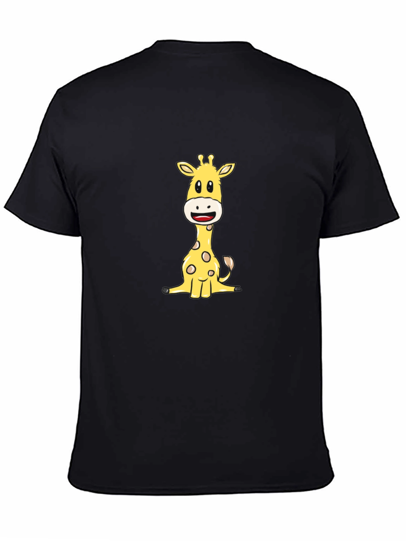 Cute Giraffe Graphic Tee - Black Cotton Blend