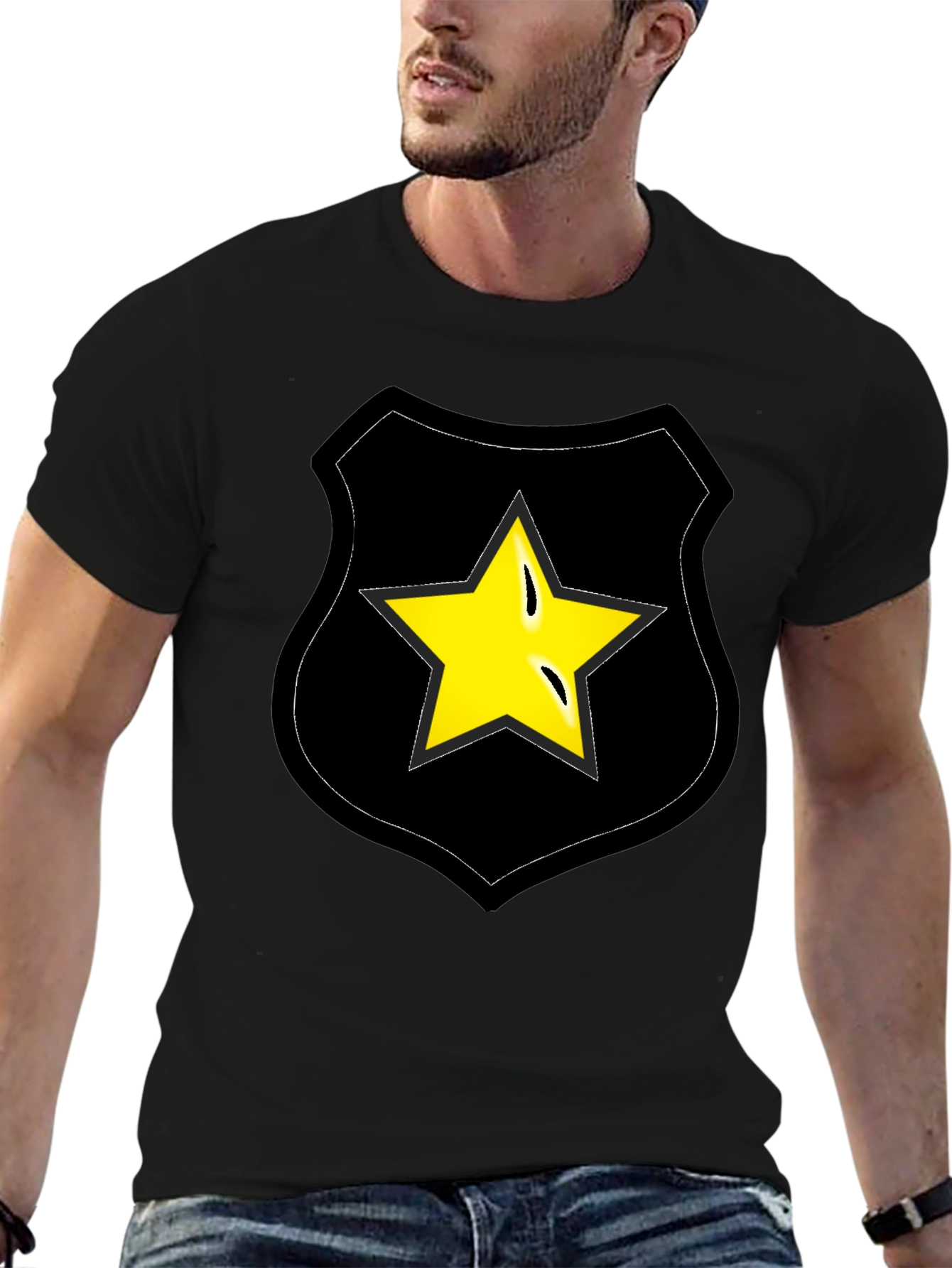 Star Badge Graphic Tee - Black