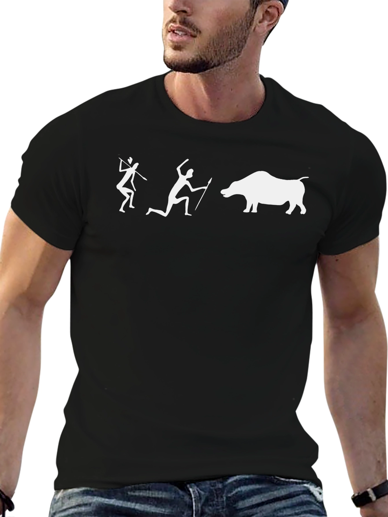 Caveman Hunting T-Shirt - Novelty Graphic Tee