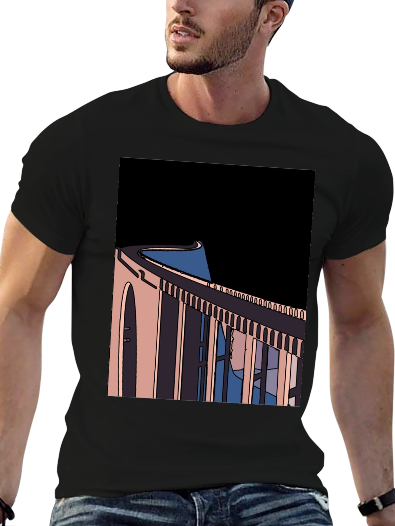 Abstract Bridge Graphic Tee - Black