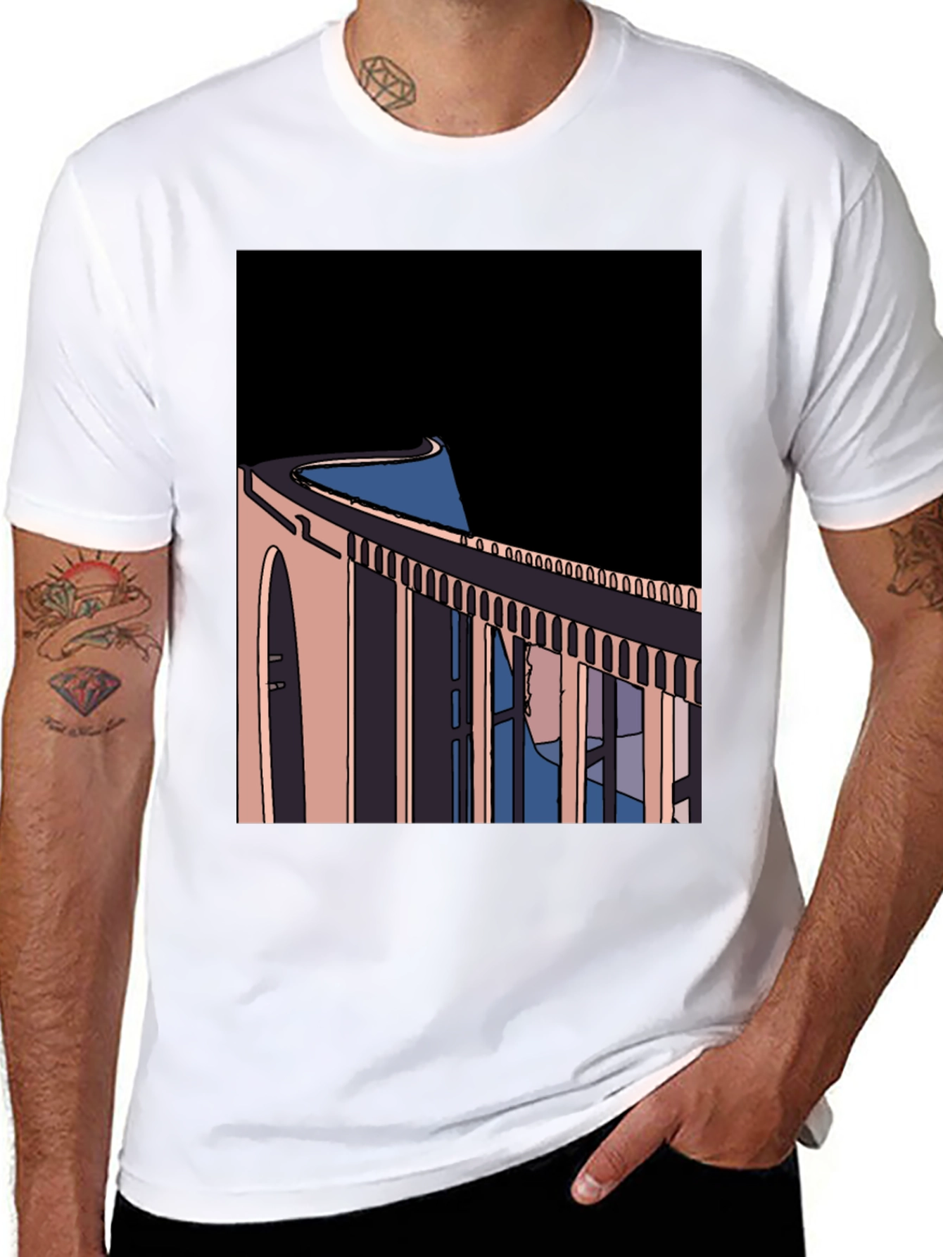 Abstract Bridge Graphic Tee - Black