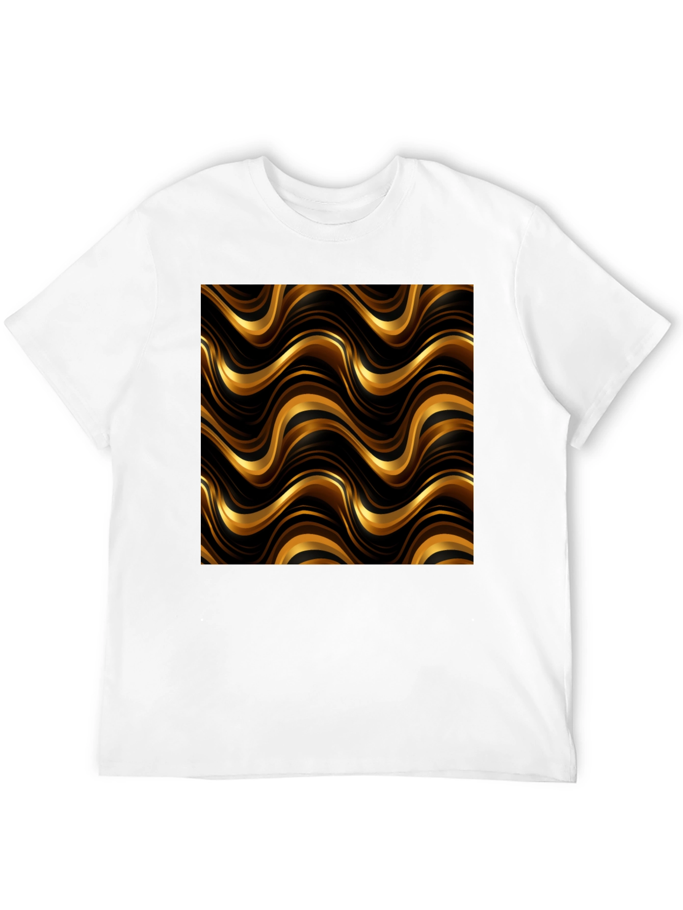 Gold Wave Pattern Black T-Shirt