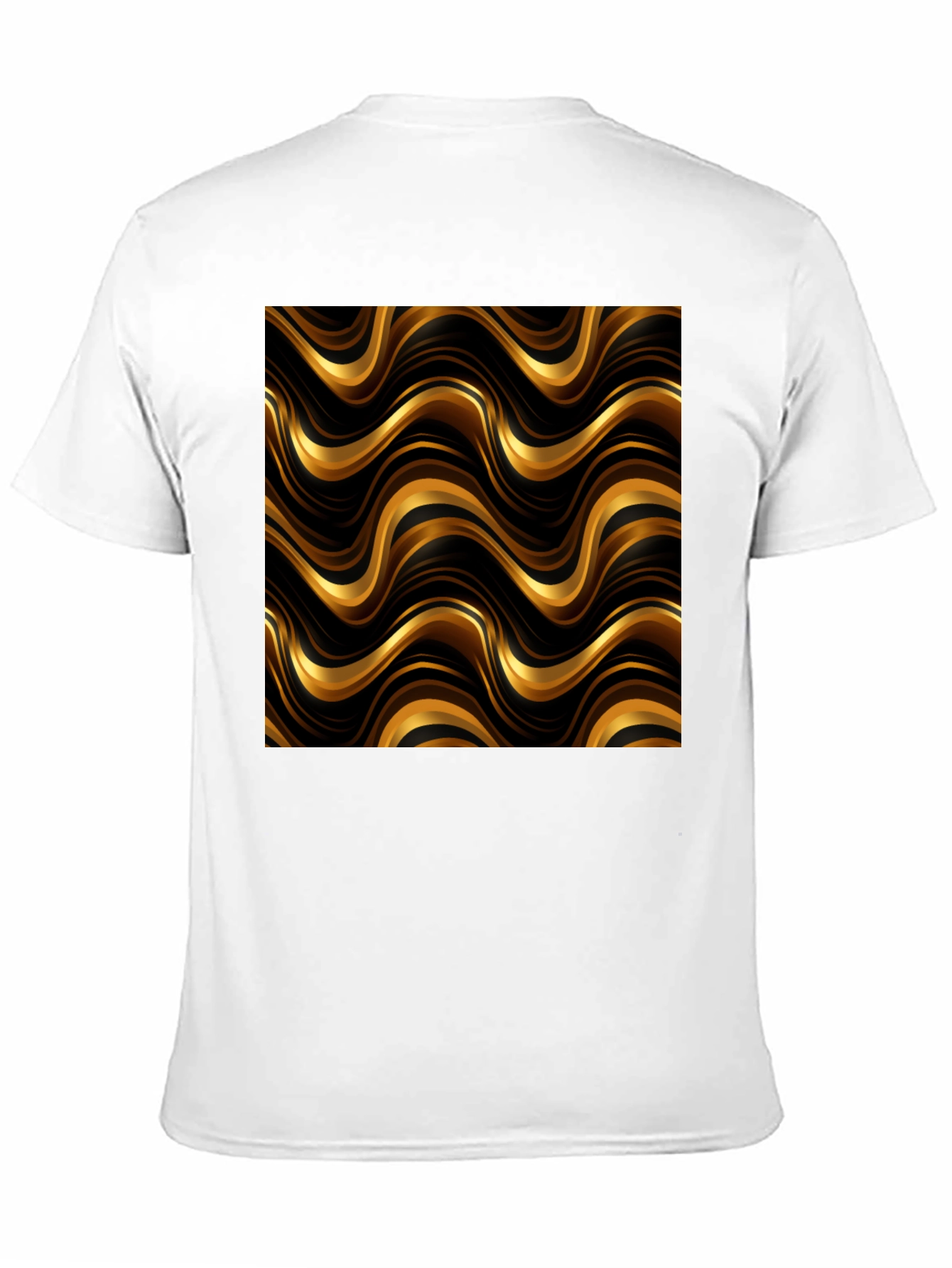 Gold Wave Pattern Black T-Shirt