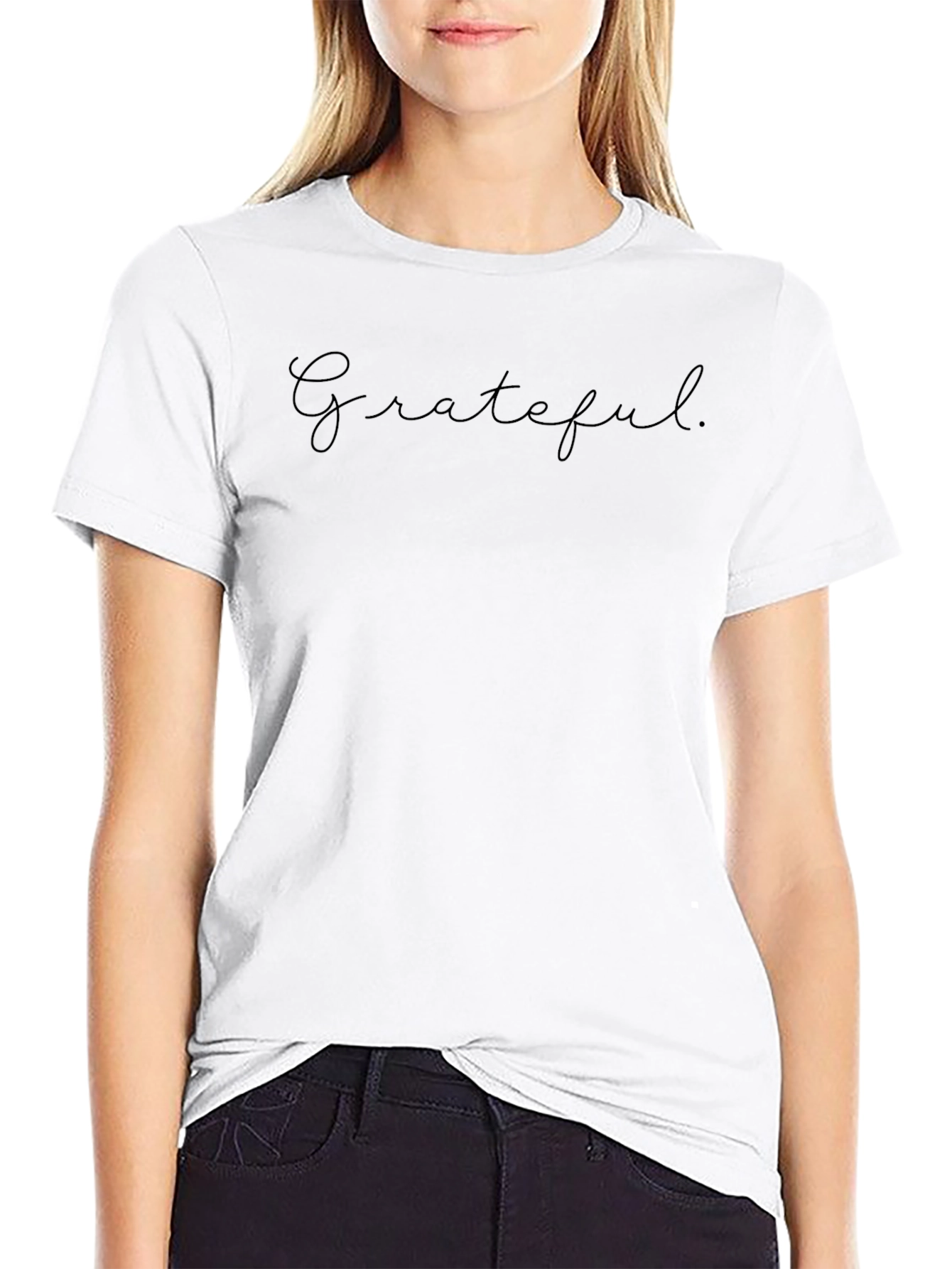 Grateful Script Black Crew Neck T-Shirt