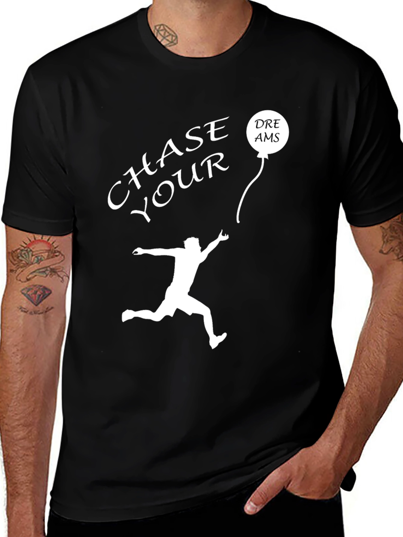 Chase Your Dreams Graphic Tee - Inspiring Black T-Shirt