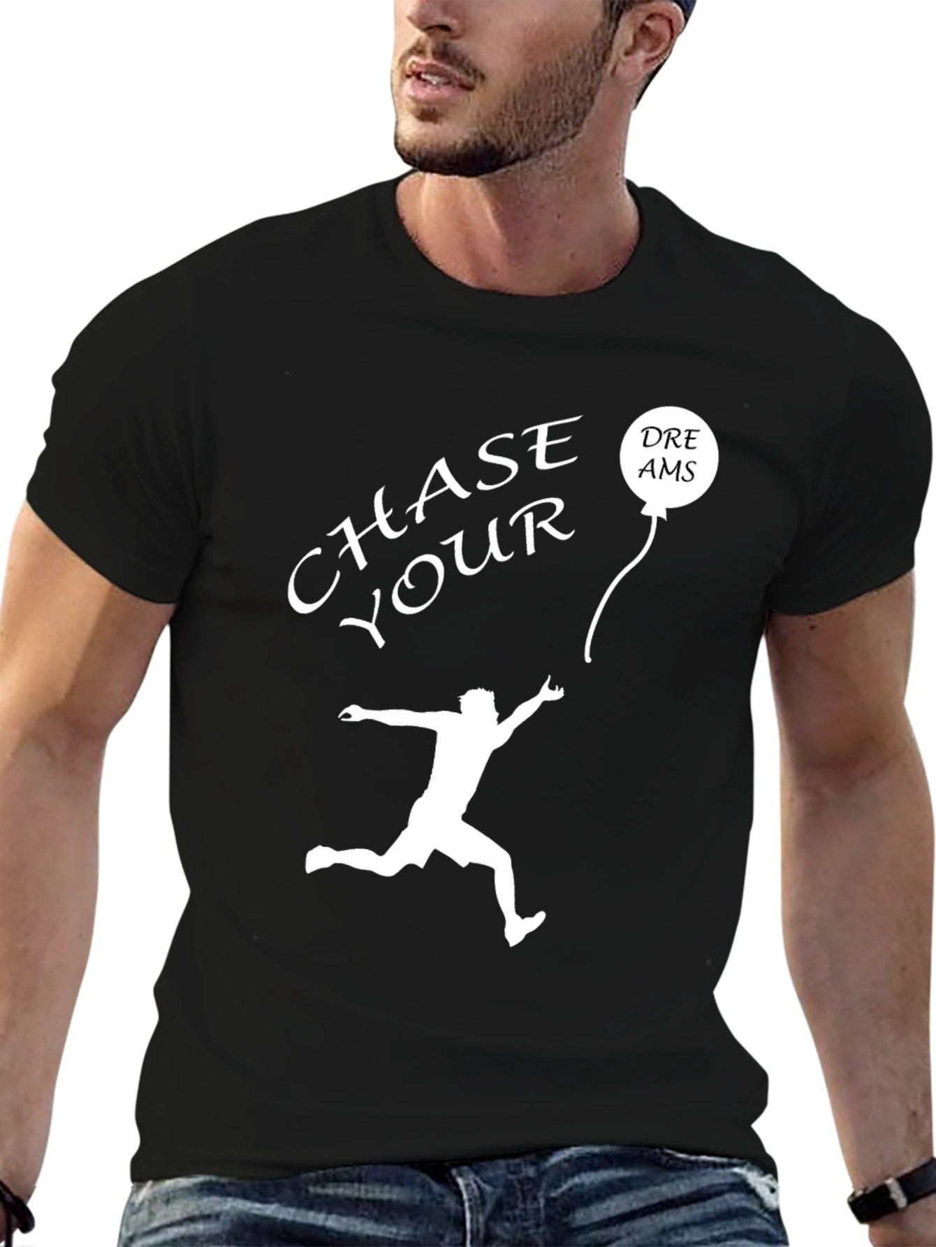 Chase Your Dreams Graphic Tee - Inspiring Black T-Shirt
