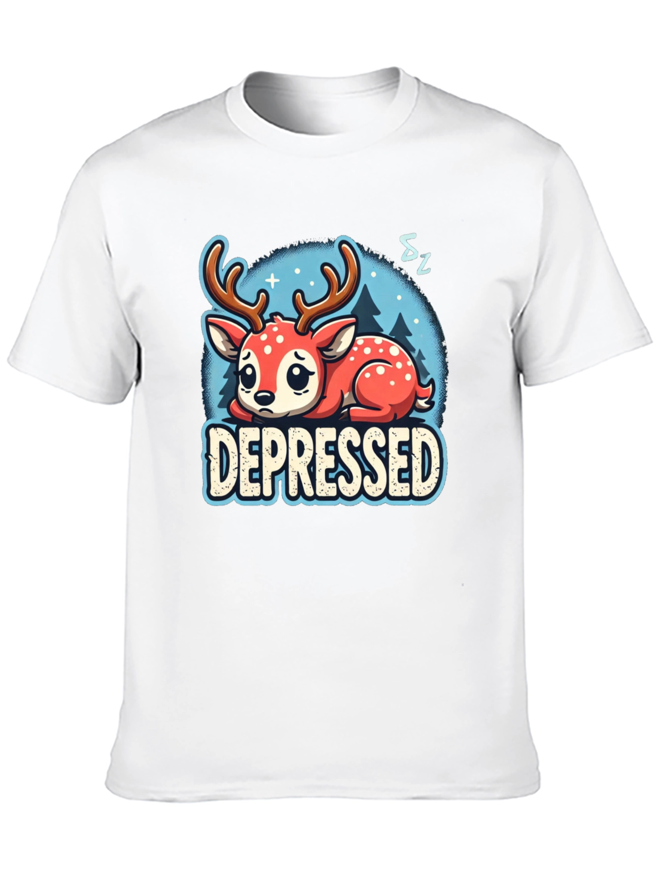 Depressed Deer Graphic Tee - Cute Animal Shirt