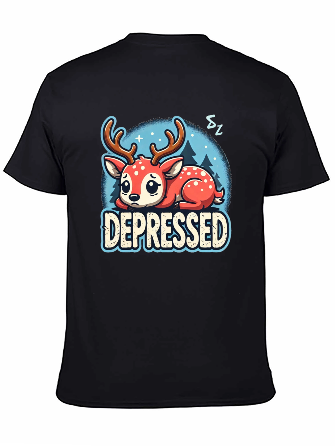 Depressed Deer Graphic Tee - Cute Animal Shirt