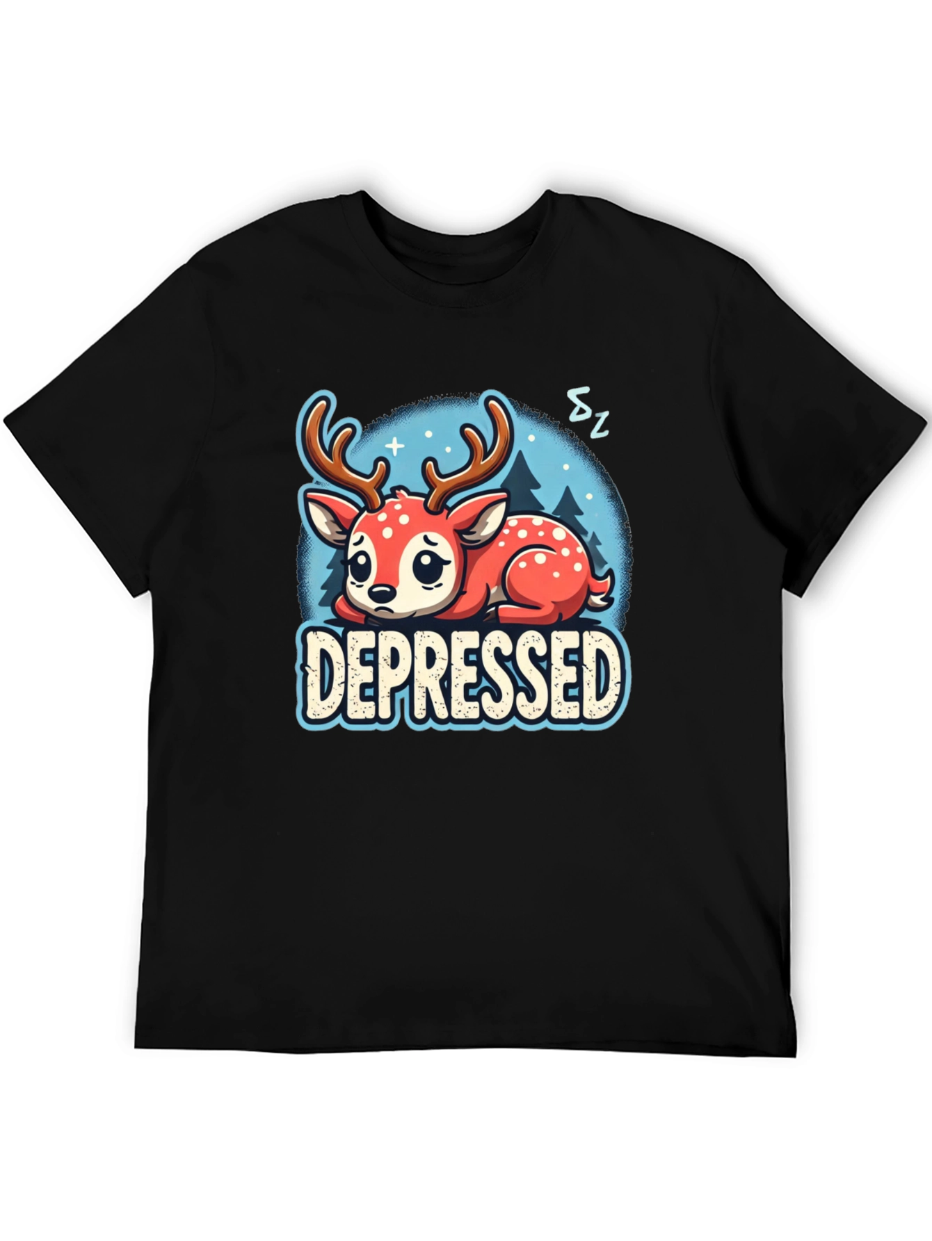 Depressed Deer Graphic Tee - Cute Animal Shirt