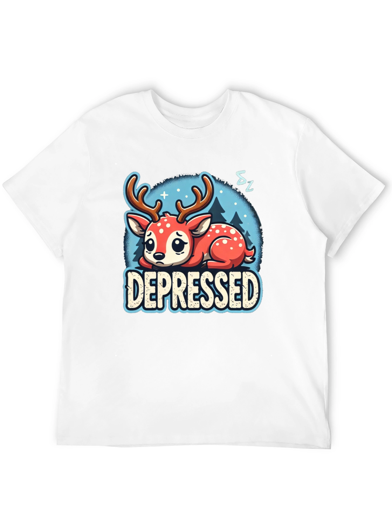 Depressed Deer Graphic Tee - Cute Animal Shirt