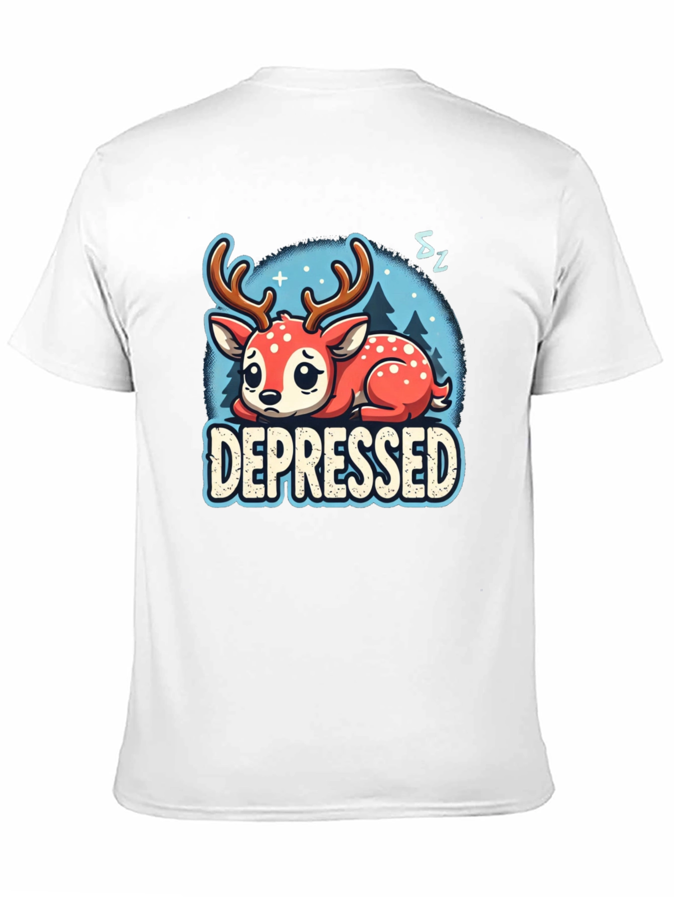 Depressed Deer Graphic Tee - Cute Animal Shirt