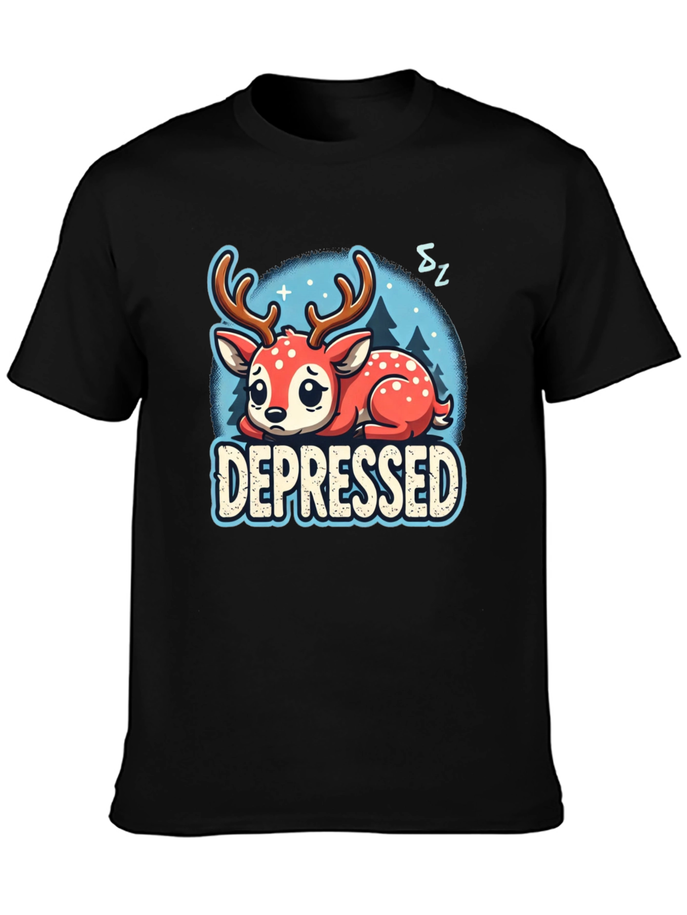Depressed Deer Graphic Tee - Cute Animal Shirt